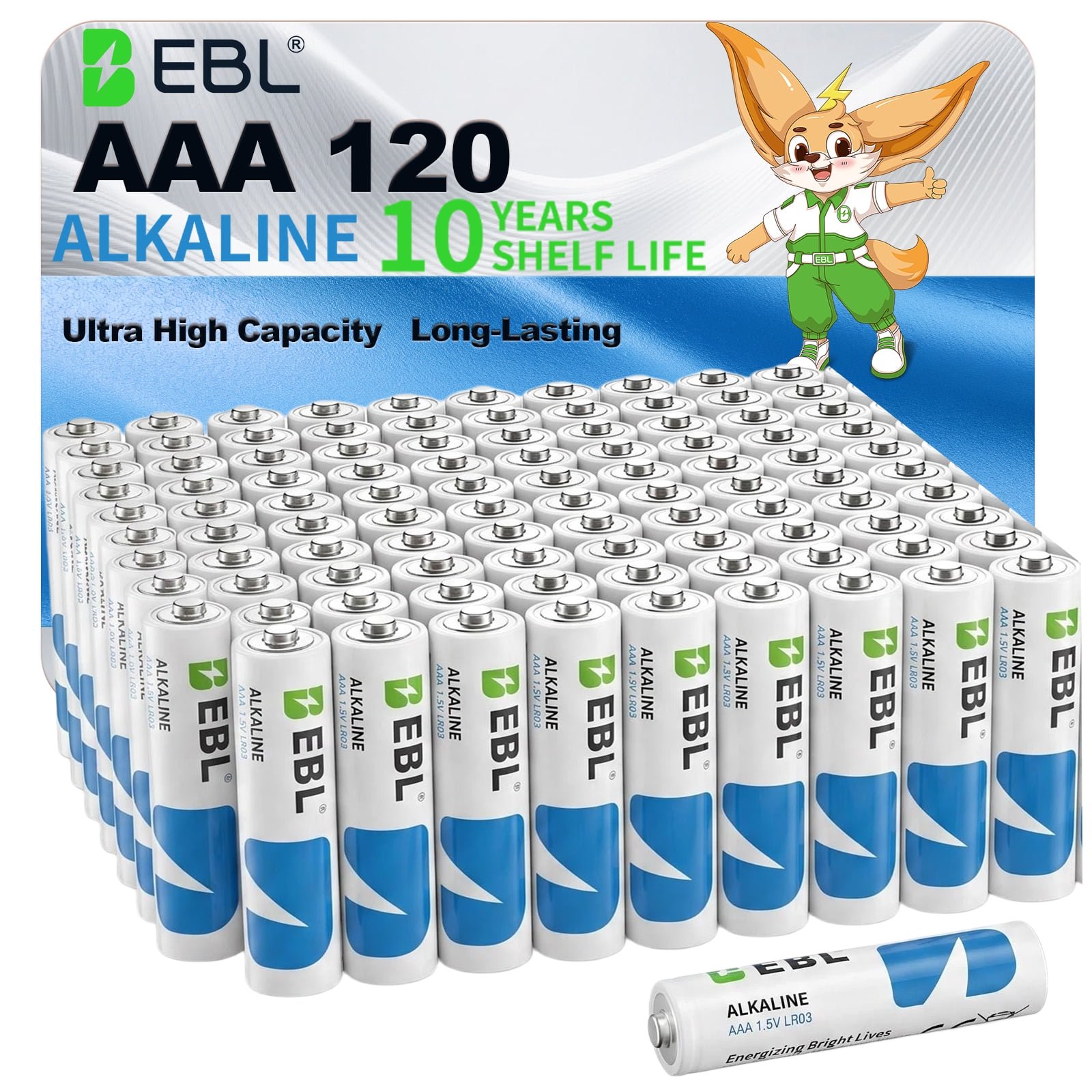 EBL Alkaline AAA Batteries Value Pack (120 Pack), 1.5 Volts Output Long-Lasting Triple A Batteries