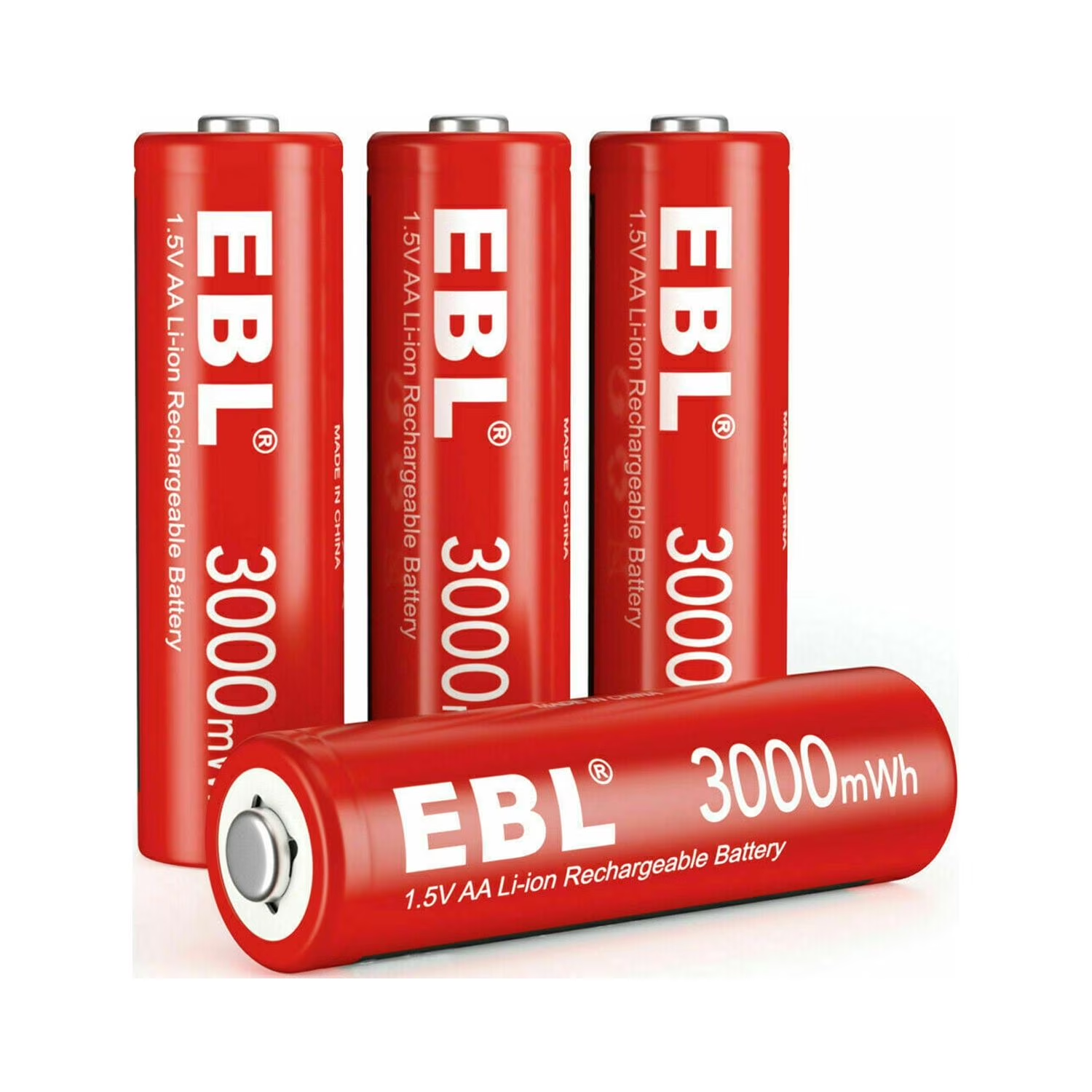 Pilas de litio EBL AA, 1,5 V, 3000 mWh, recargables, de larga duración, paquete de 4 unidades.