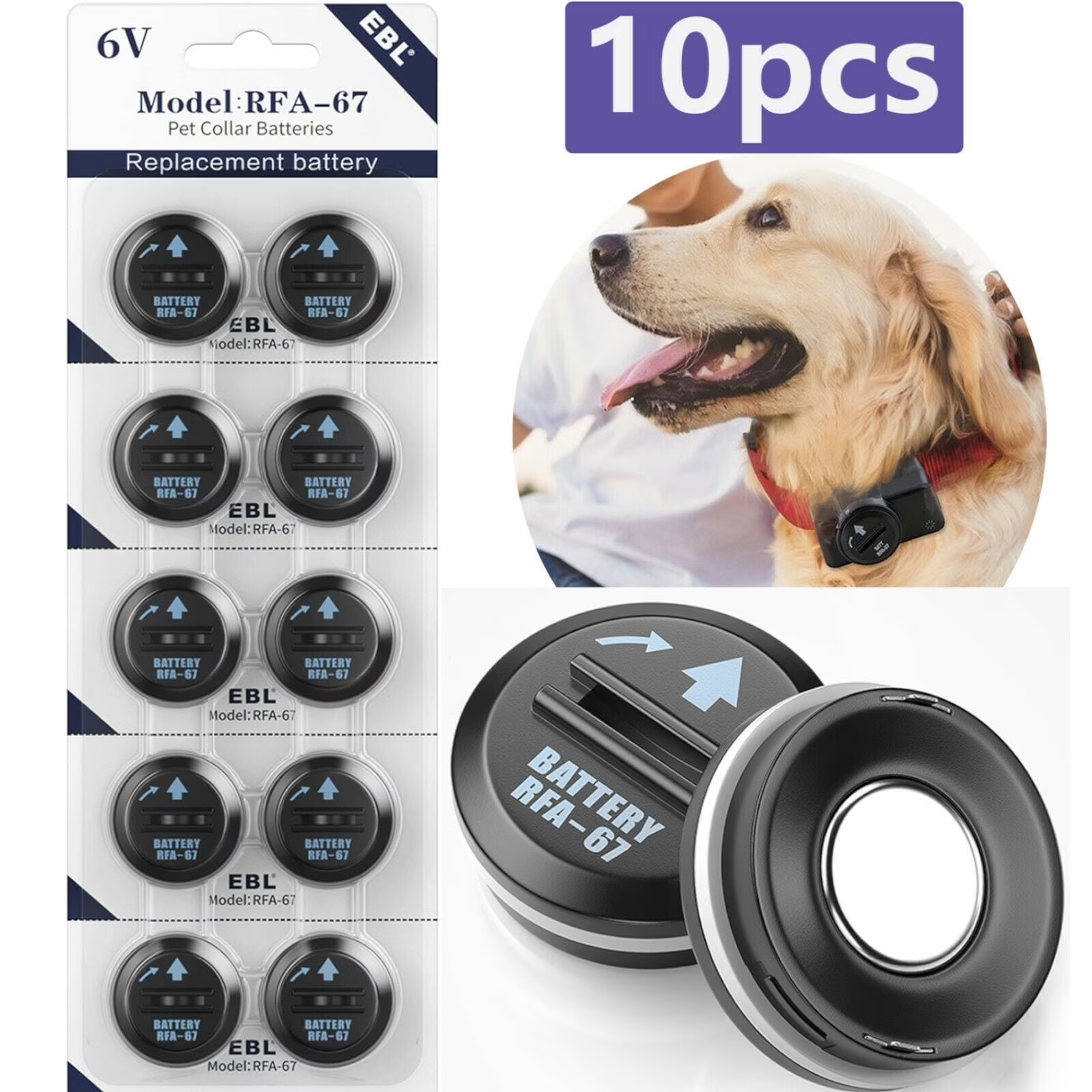 EBL 10Pcs RFA-67 6V Pet Dog Collar Replacement Batteries