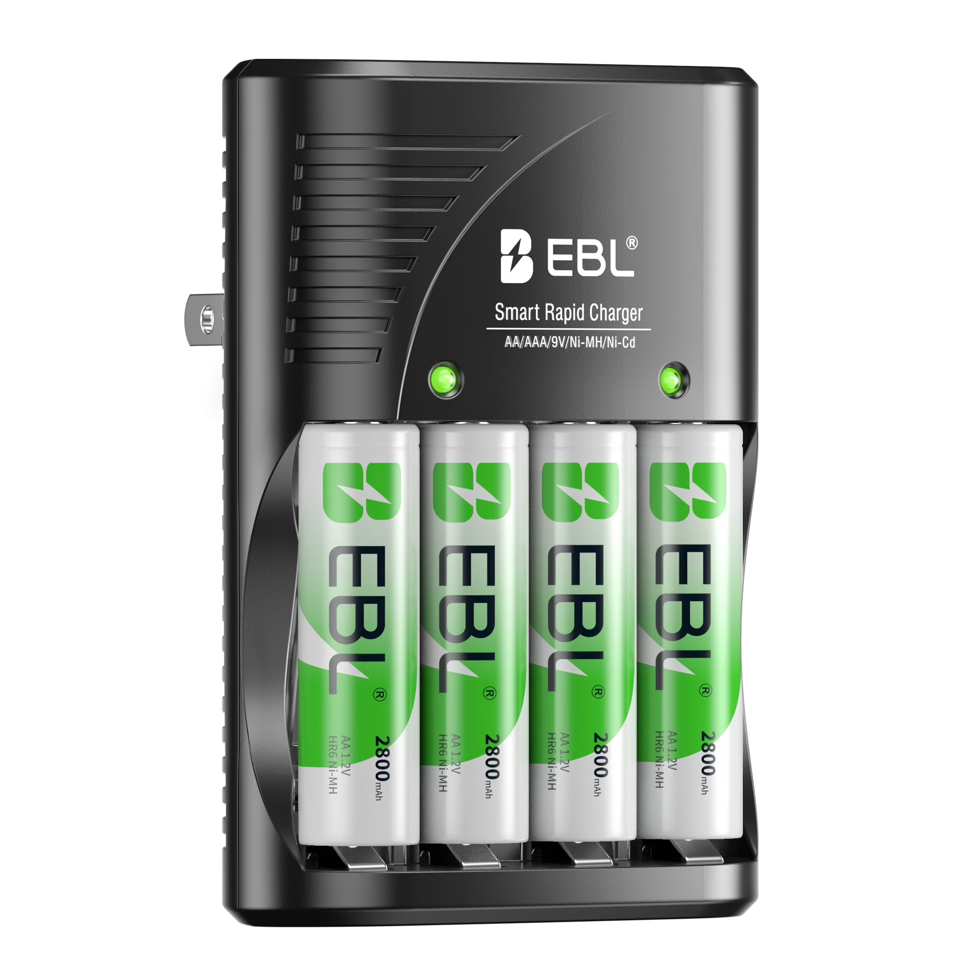 EBL AA Rechargeable Batteries (4 Pack) + Battery Charger for 9V AA AAA NiMH Batteries, Precharge Double A Batteries
