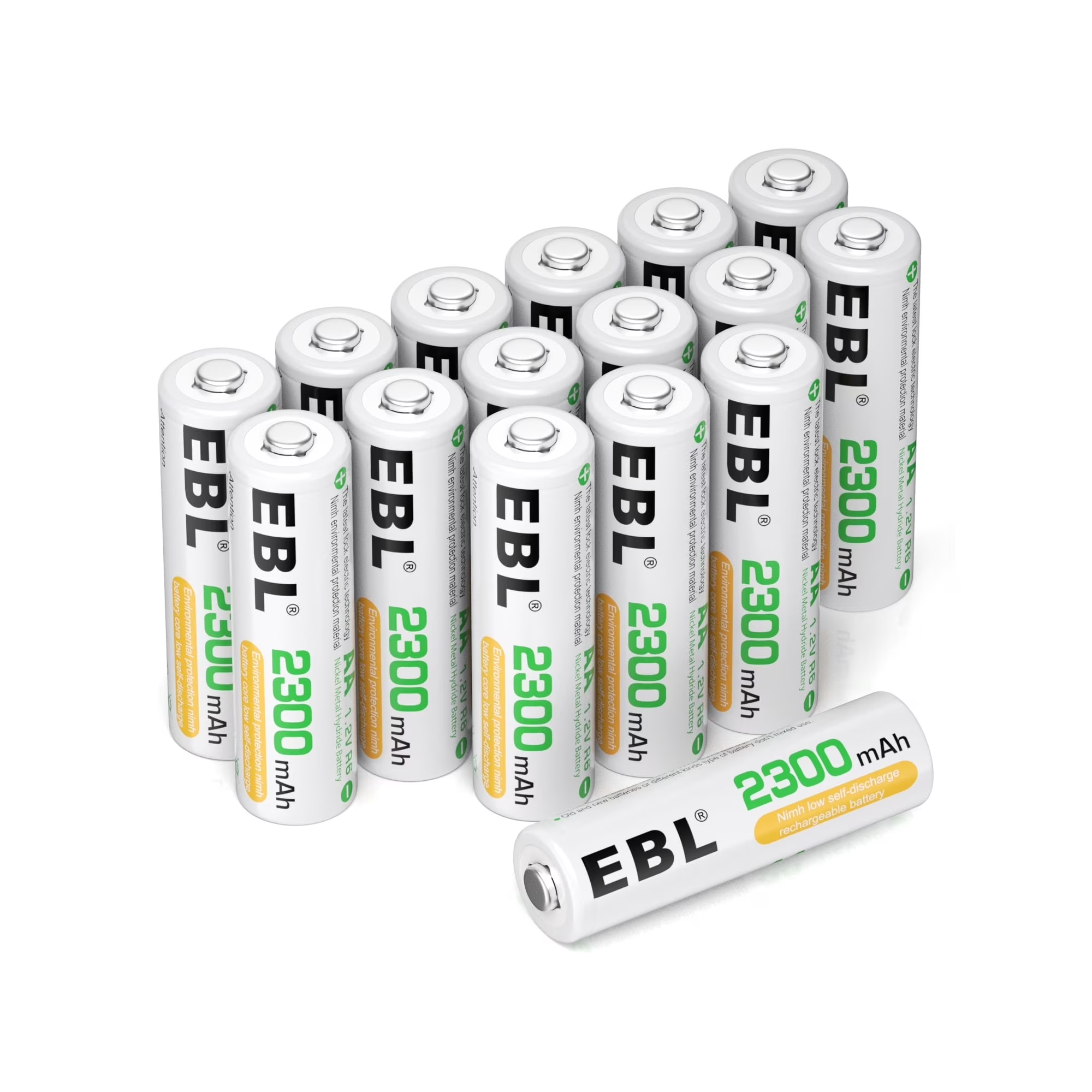Paquete de 16 pilas recargables AA EBL de 2300 mAh