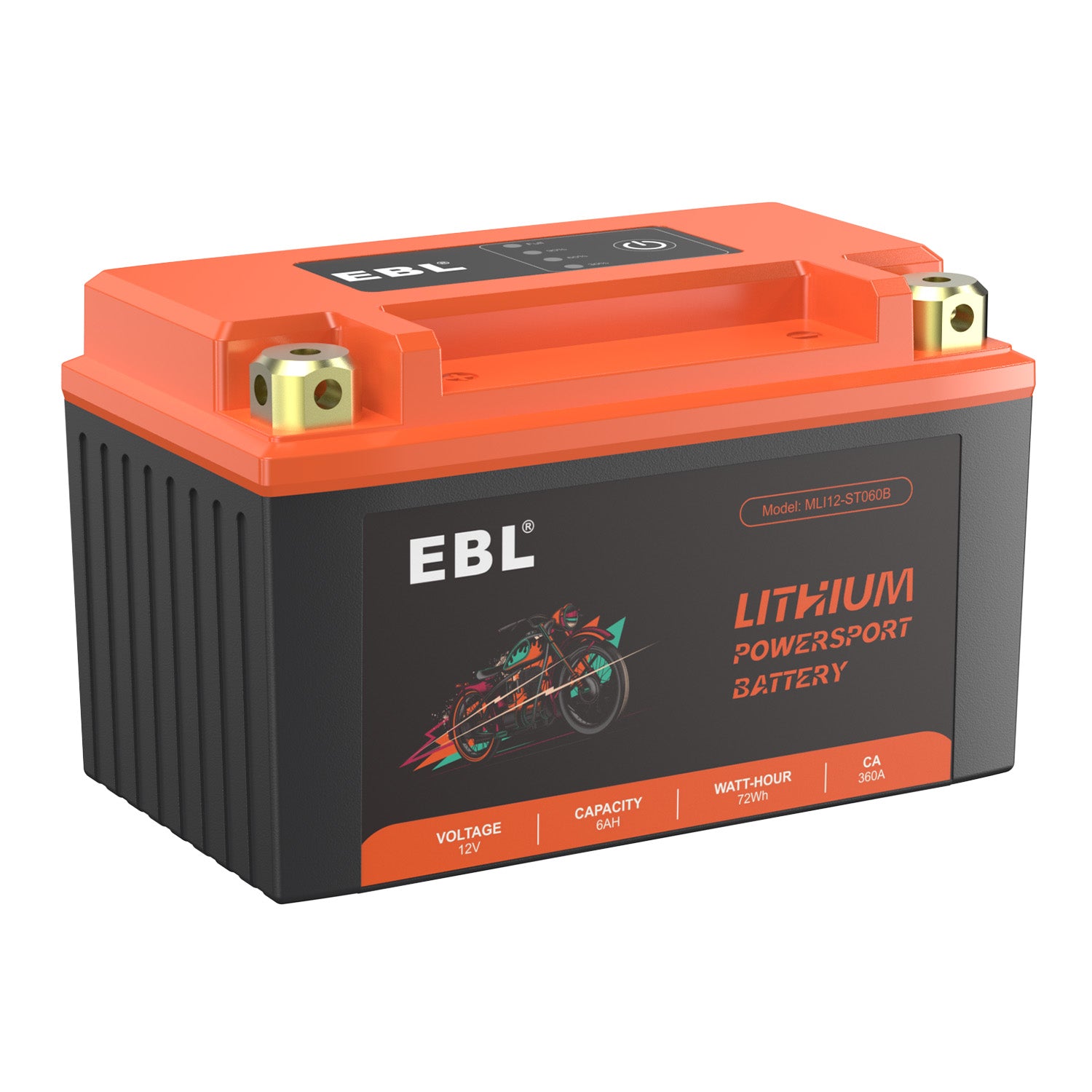 EBL 12V 6Ah LiFePO4 Motorcycle Battery, 180 CCA 360 CA Lithium Starter Battery, YTX7A-BS Replacement for ATV, UTV, Motocross, Dirt Bike, Snowmobile & Jet Ski