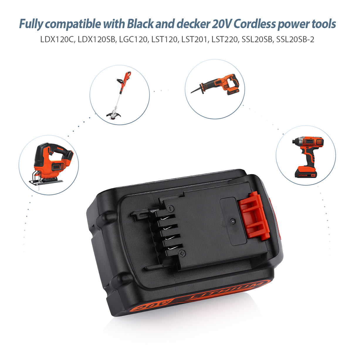 4.0Ah 20V Replacement Battery for BLACK+DECKER Cordless Tools – Rechargeable Li-ion Battery Pack