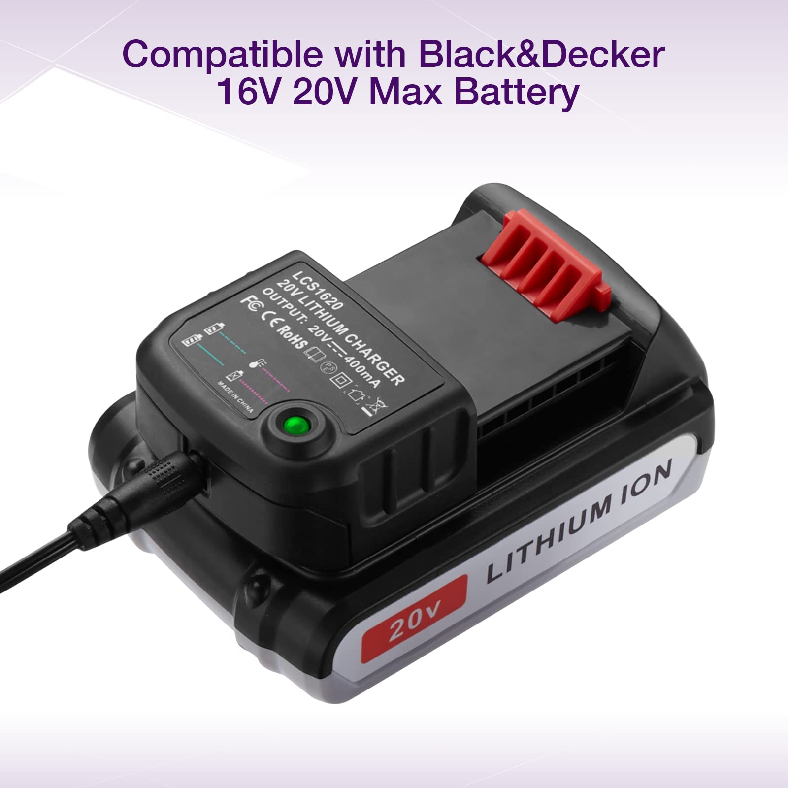 LCS1620 Replacement Charger for Black & Decker Battery