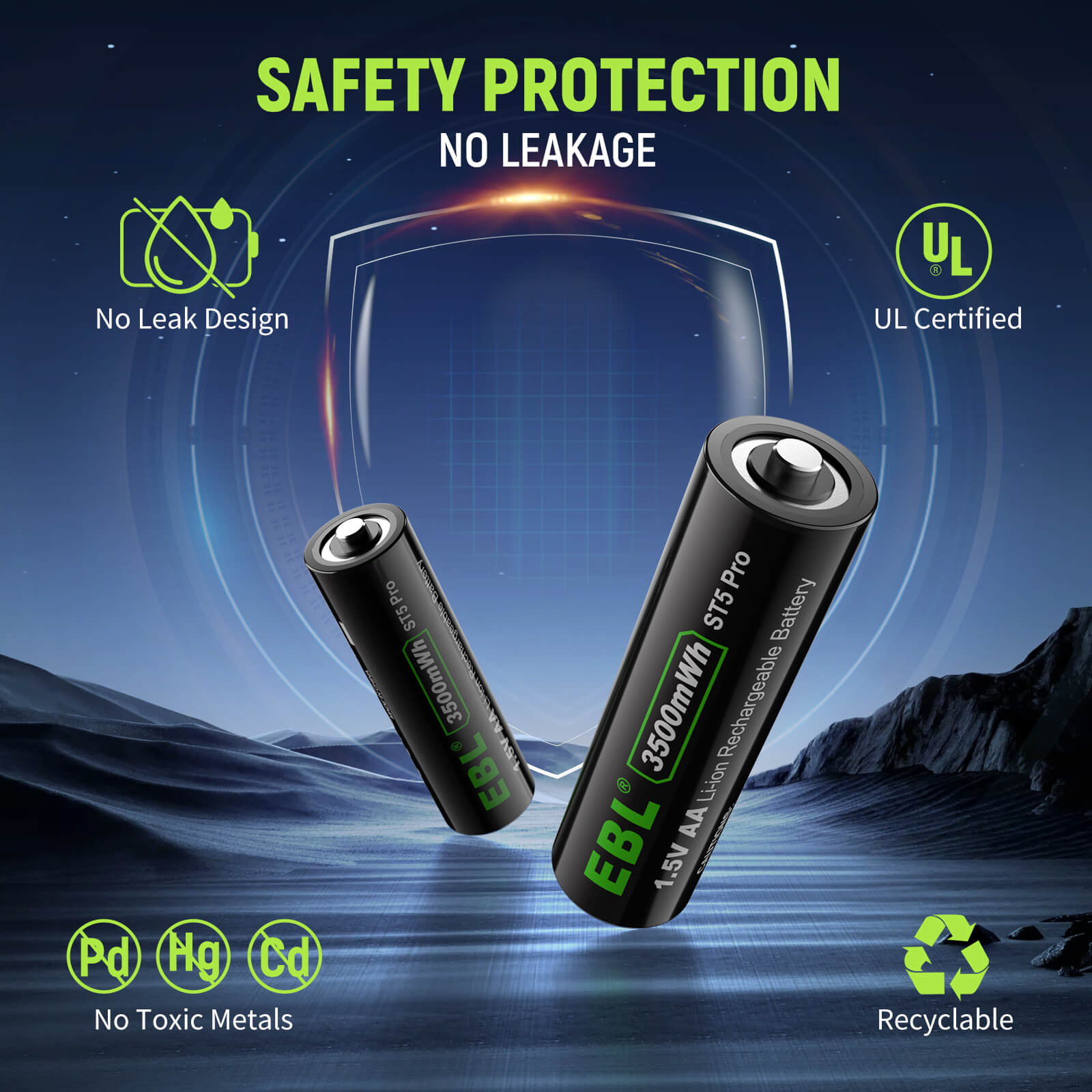 EBL 1.5V AA Lithium Batteries 3500mWh