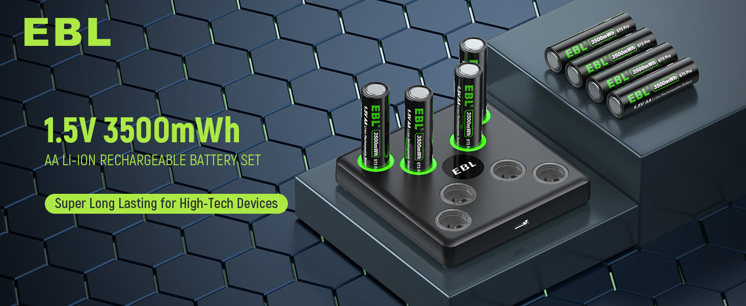 8-Pack 1.5V Lithium Battery AA 3500mWh with USB-C Fast Charger