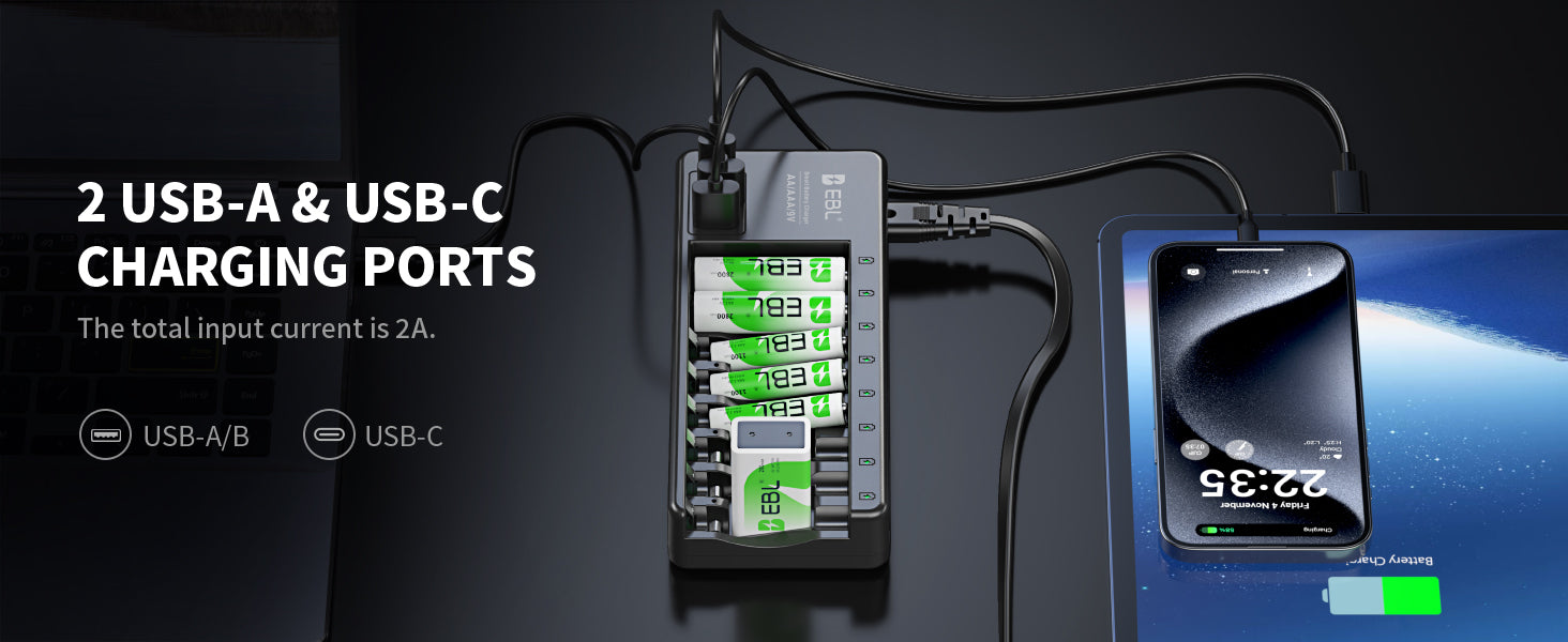 EBL AA AAA 9V Individual Battery Charger