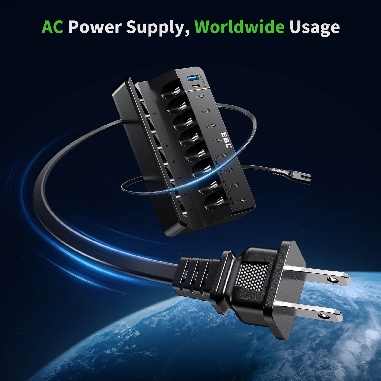 EBL 8 Bay Fast Rechargeable Battery Charger