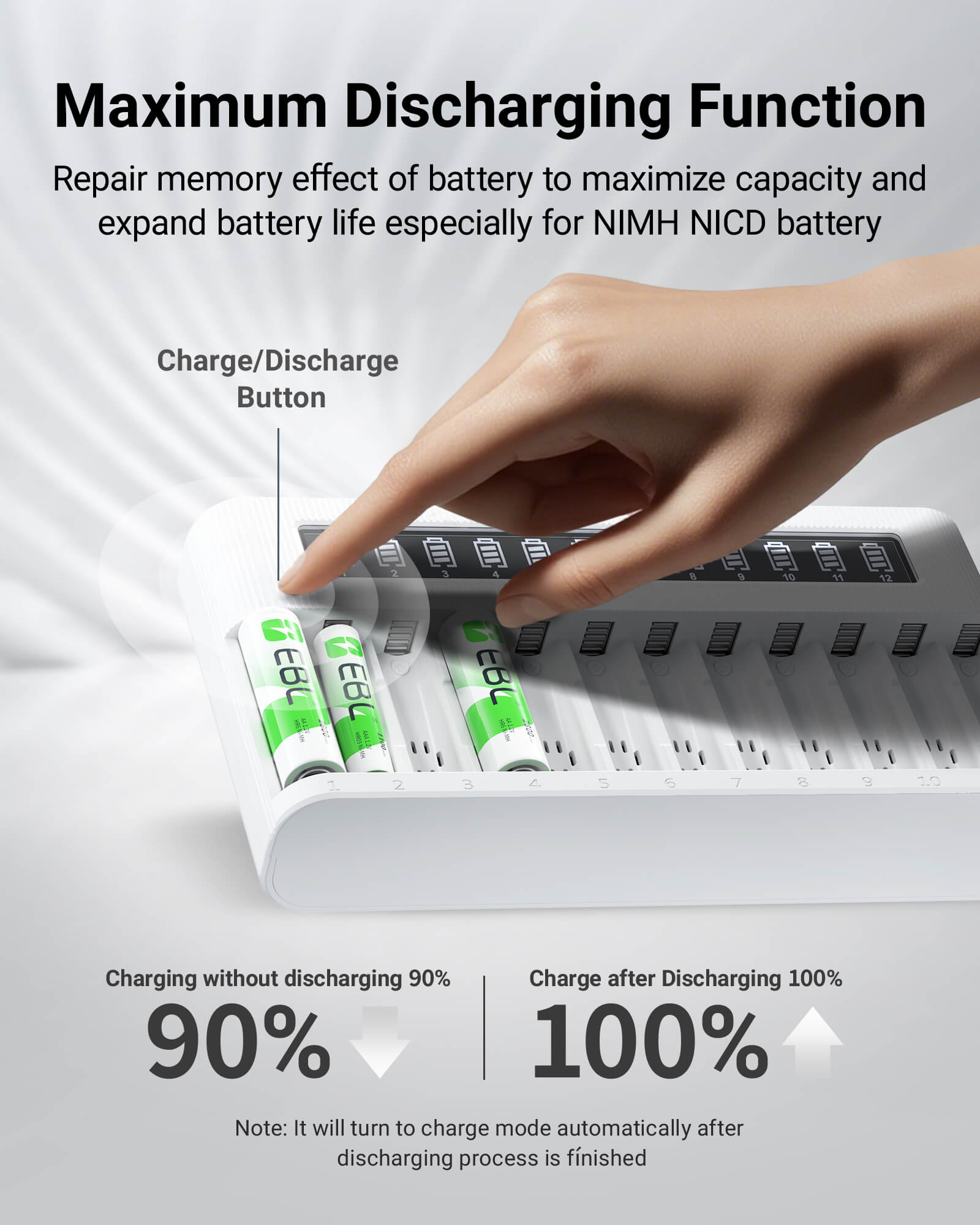 EBL 12-Bay Independent LCD AA AAA Battery Charger