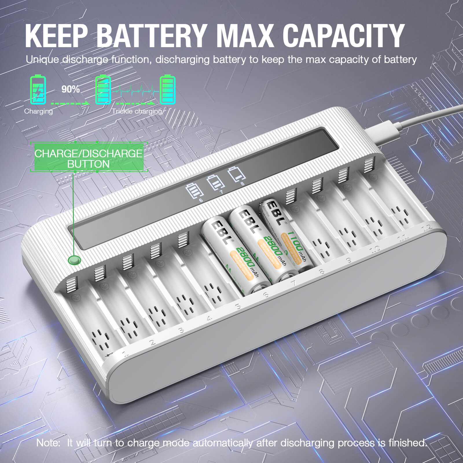 EBL smart aa battery charger for aa aaa Battery