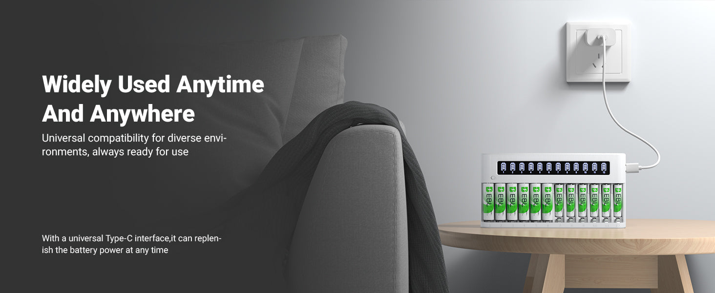 EBL 12-Bay Independent LCD AA AAA Battery Charger