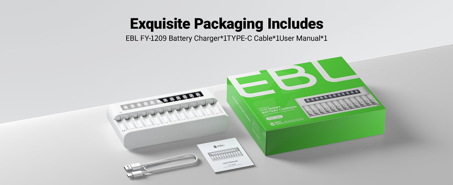 EBL 12-Bay Independent LCD AA AAA Battery Charger