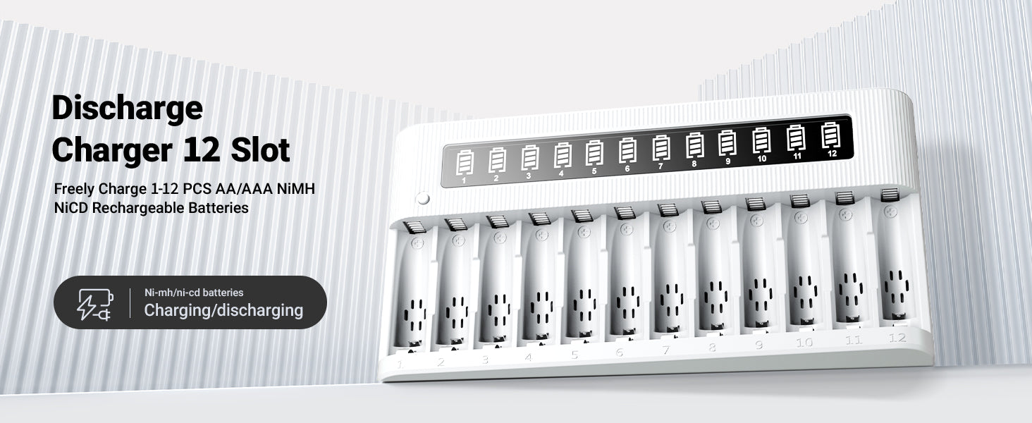 EBL 12-Bay Independent LCD AA AAA Battery Charger