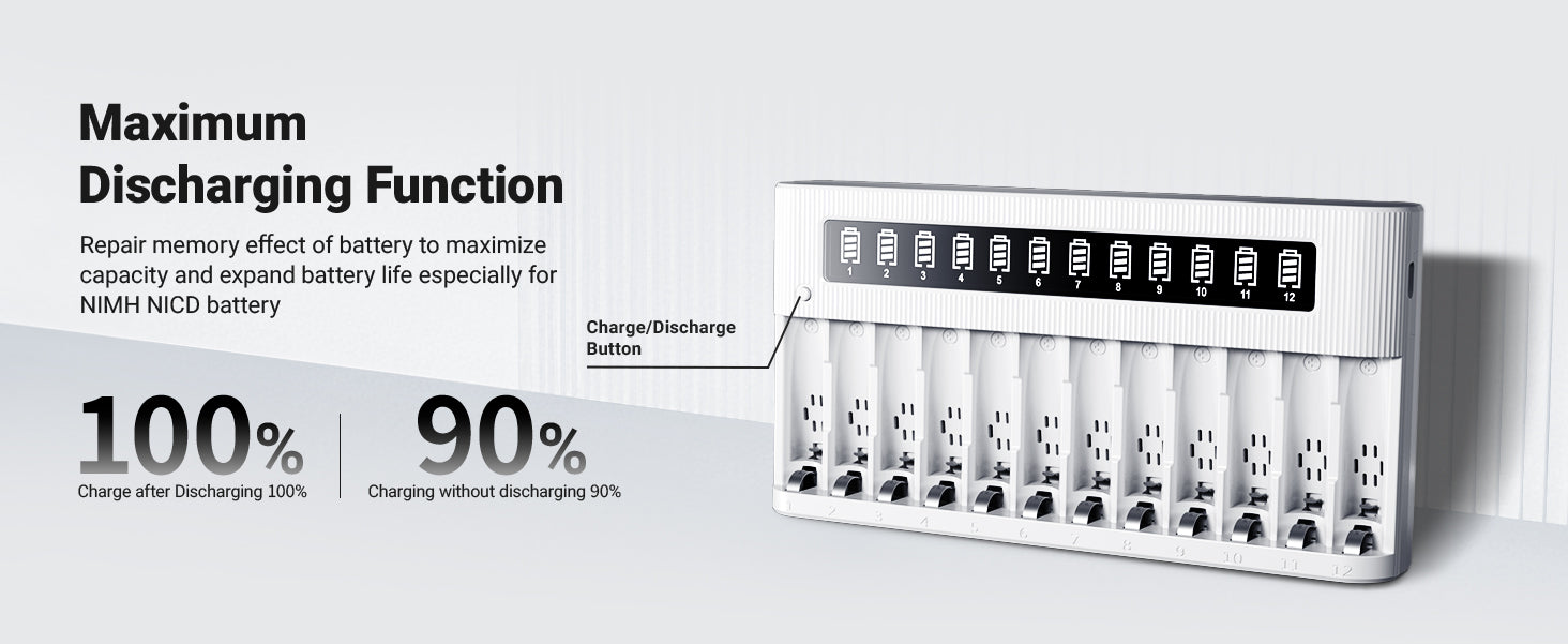 EBL 12-Bay Independent LCD AA AAA Battery Charger