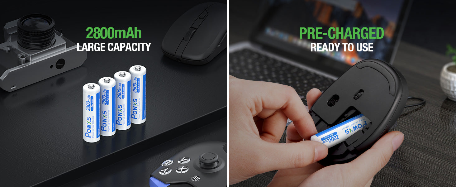 POWXS Battery Charger Set with AA Batteries