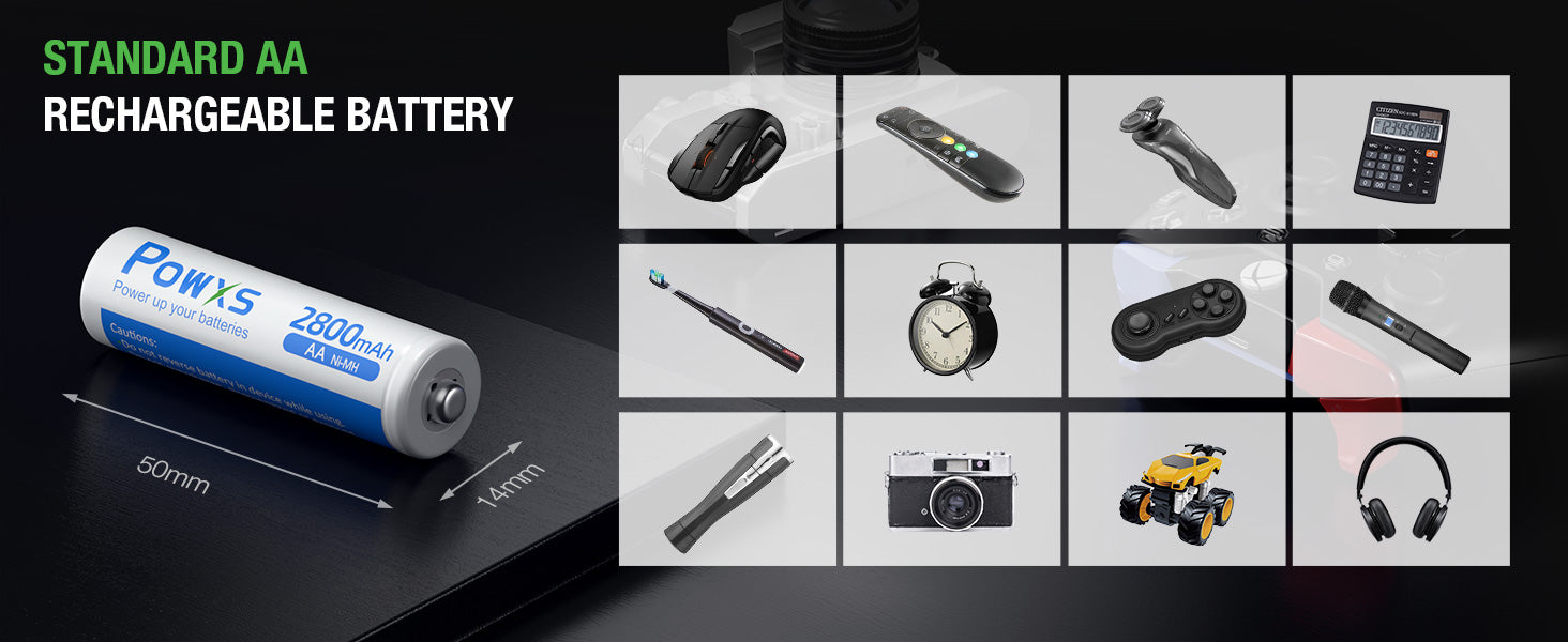 POWXS Battery Charger Set with AA Batteries