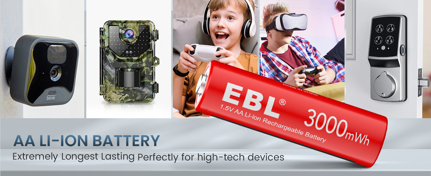 EBL 8-Pack 1.5V Lithium AA AAA Batteries with Charger