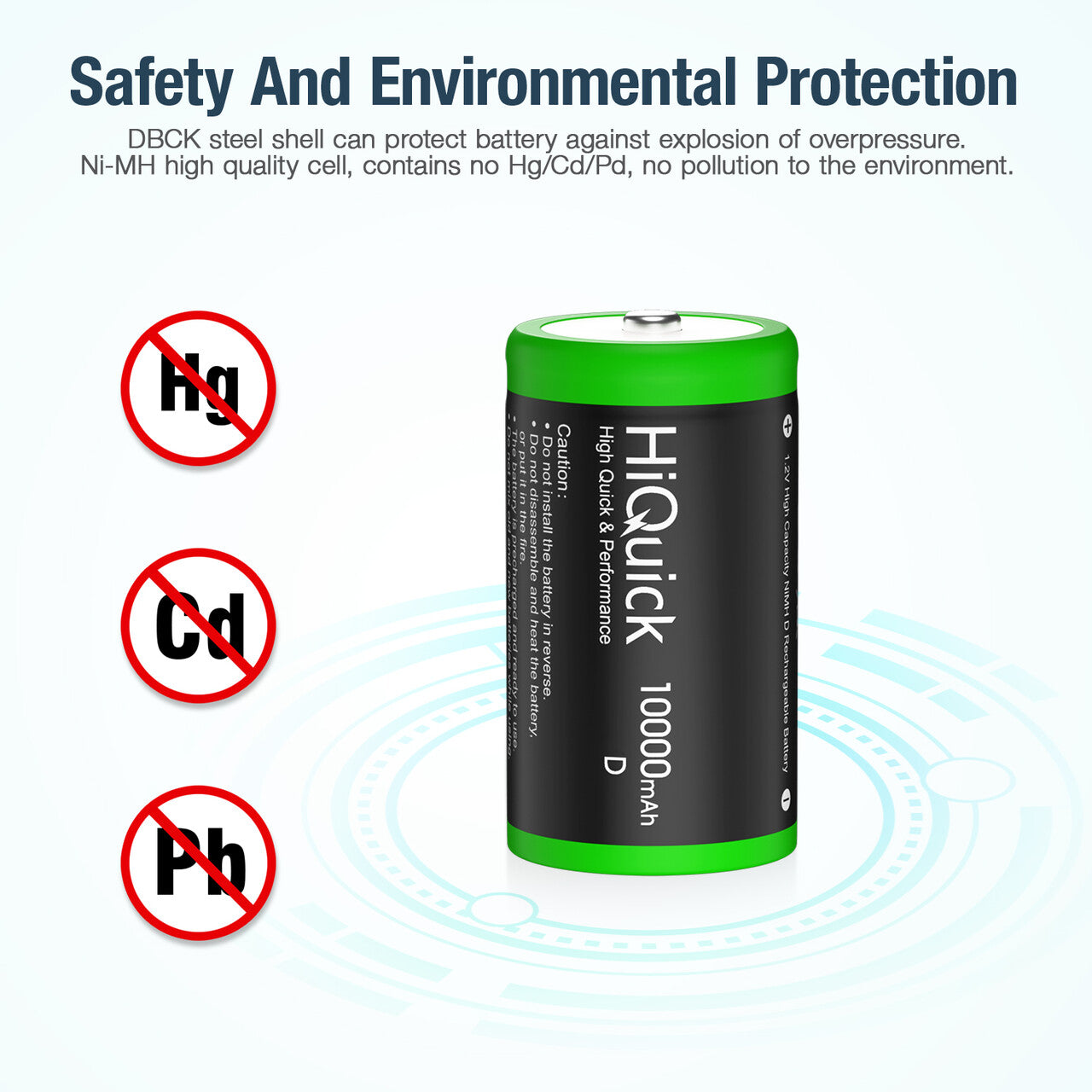 HiQuick D Cell NI-MH Rechargeable Batteries 10000mAh 1.2V 2pack