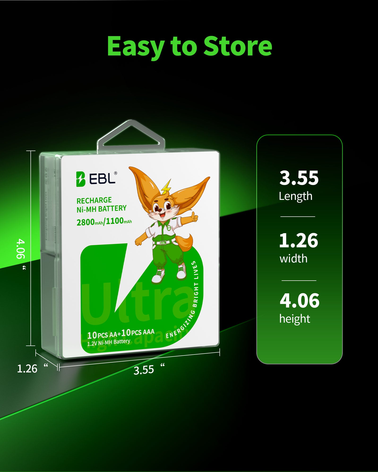 EBL 10 Pack AA 2800mAh and AAA 1100mAh Rechargeable Batteries Combo