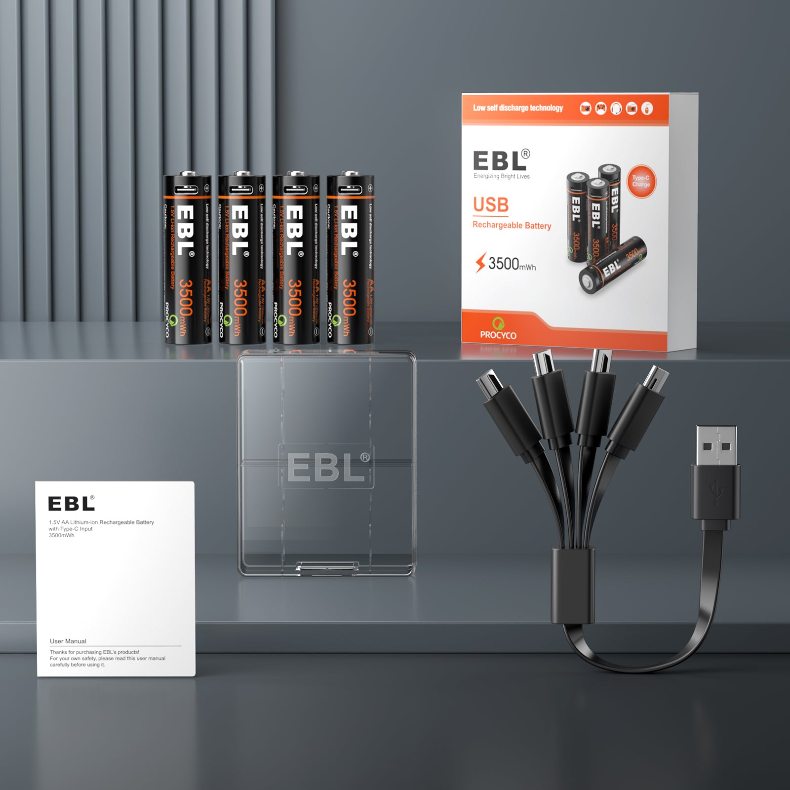Long lasting rechargeable lithium aa batteries with USB-C port