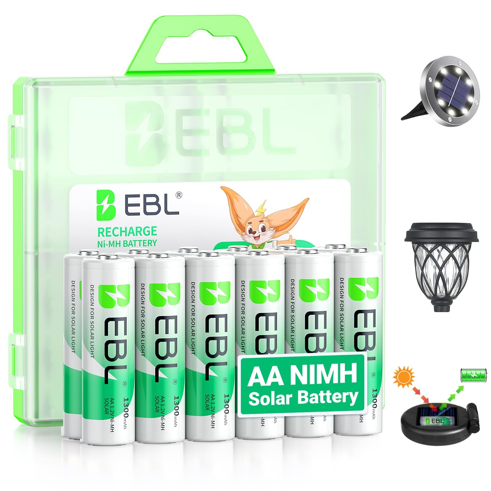 EBL AA Rechargeable Batteries for Solar Lights