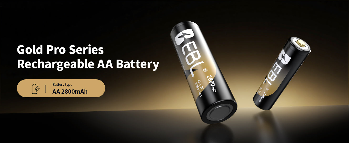 EBL Gold Pro Rechargeable AA Batteries 2800mAh