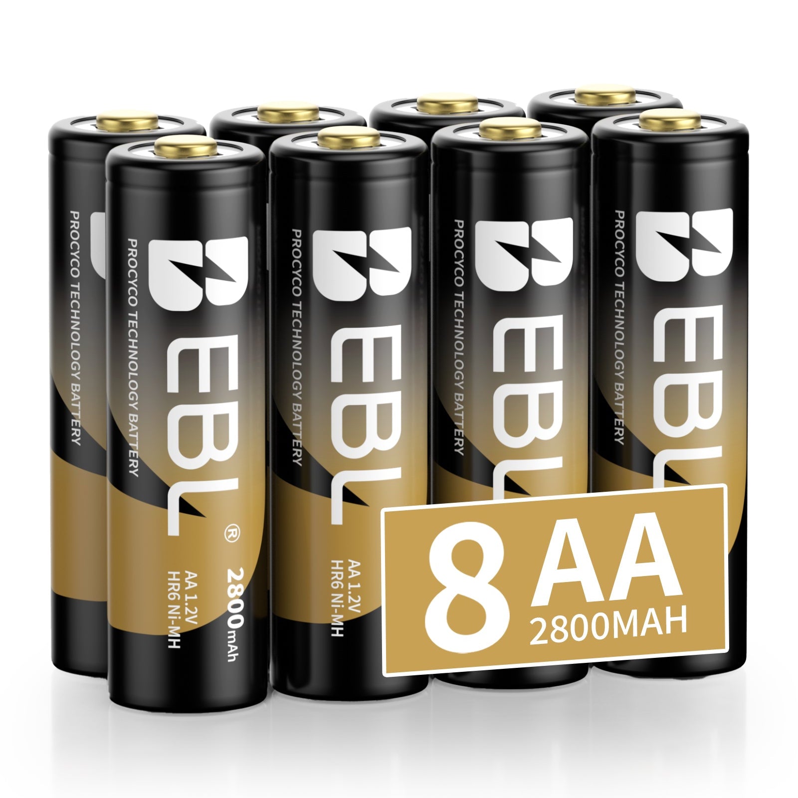 EBL Gold Pro Rechargeable AA Batteries 2800mAh