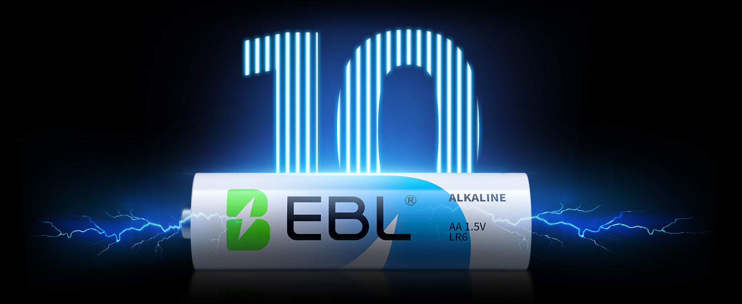 EBL AA Batteries 1.5V Alkaline Double A Long-Lasting 10-Year