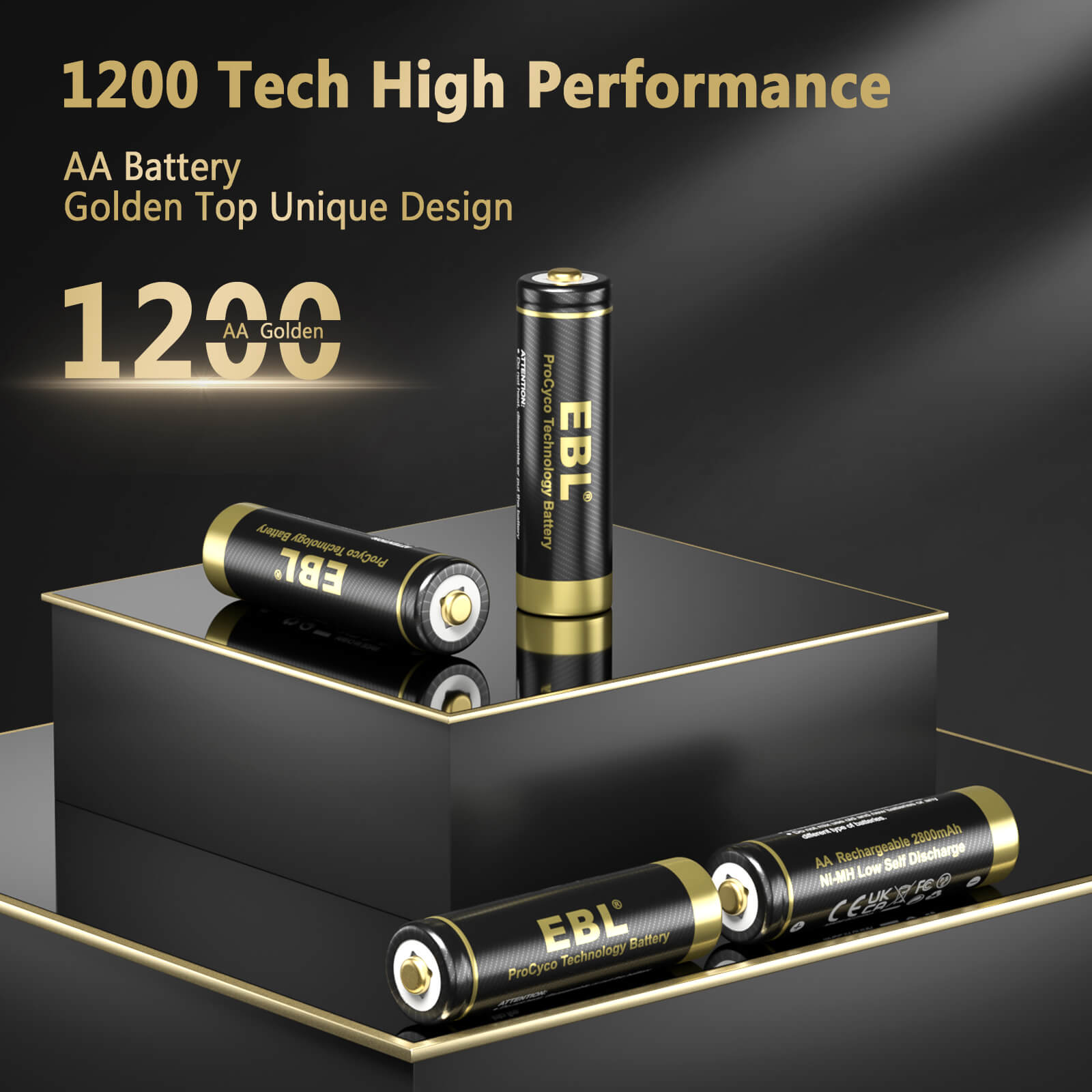 EBL Gold Pro Rechargeable AA Batteries 2800mAh