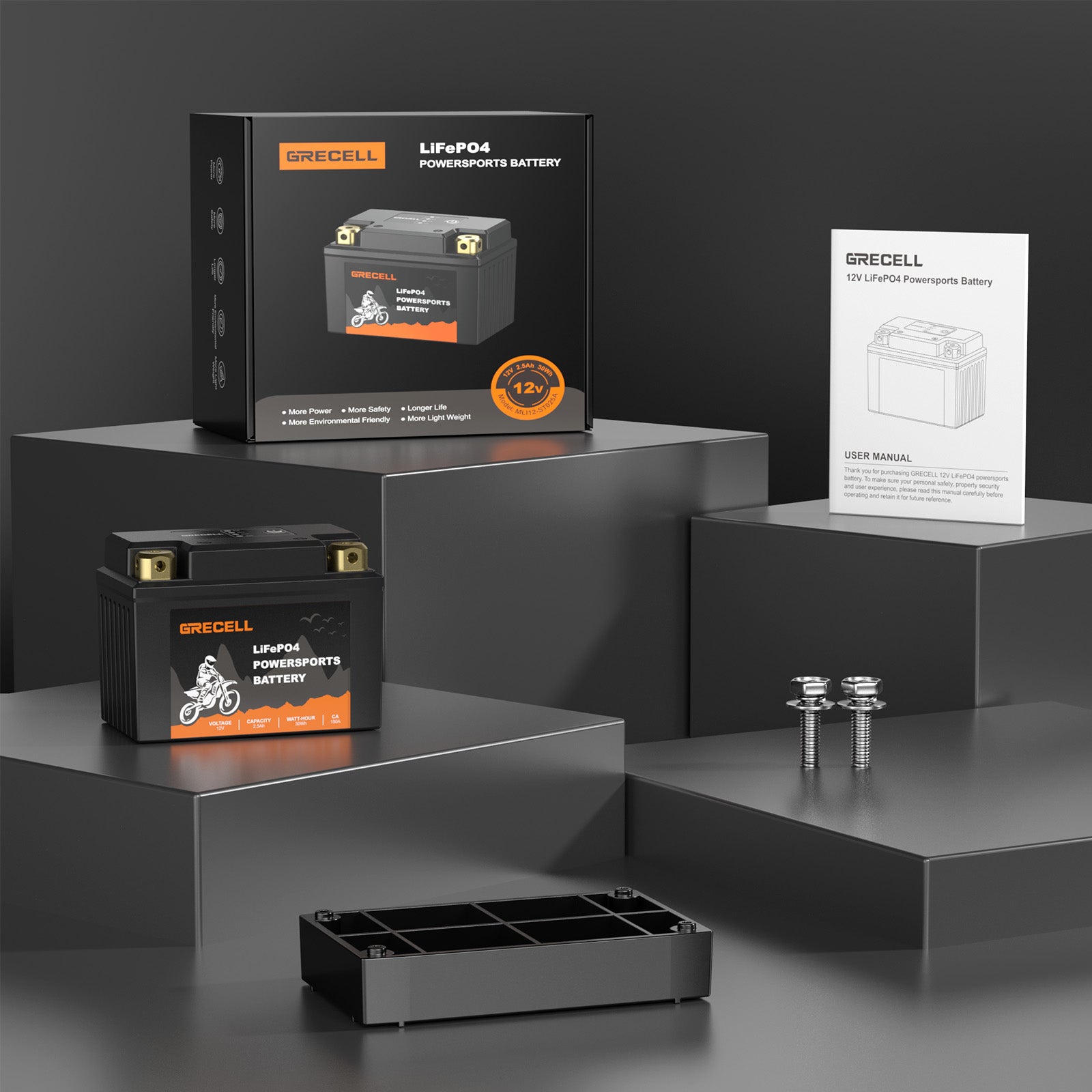 GRECELL Lithium 12V 2.5Ah Motorcycle Battery
