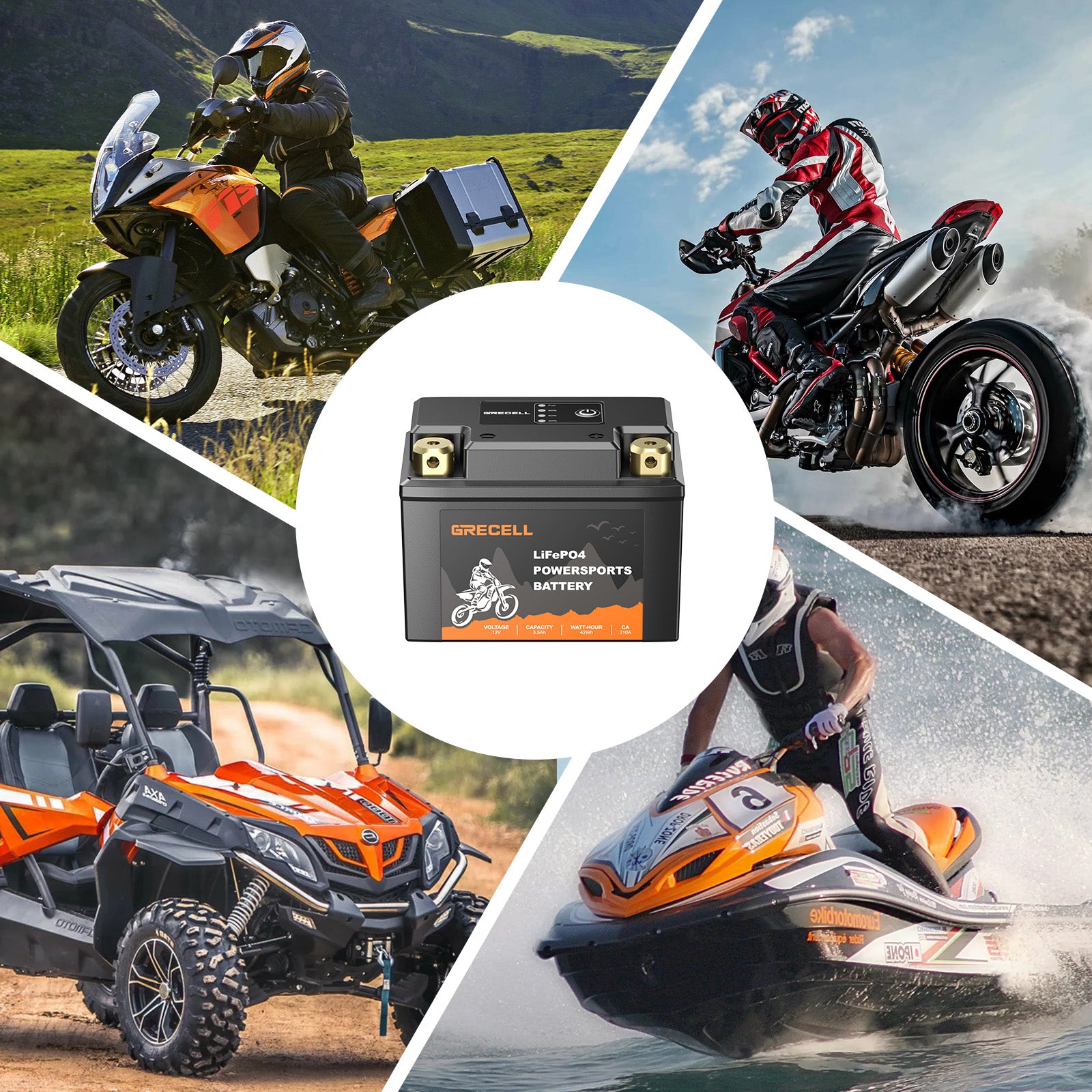 GRECELL Lithium 12V 2.5Ah Motorcycle Battery