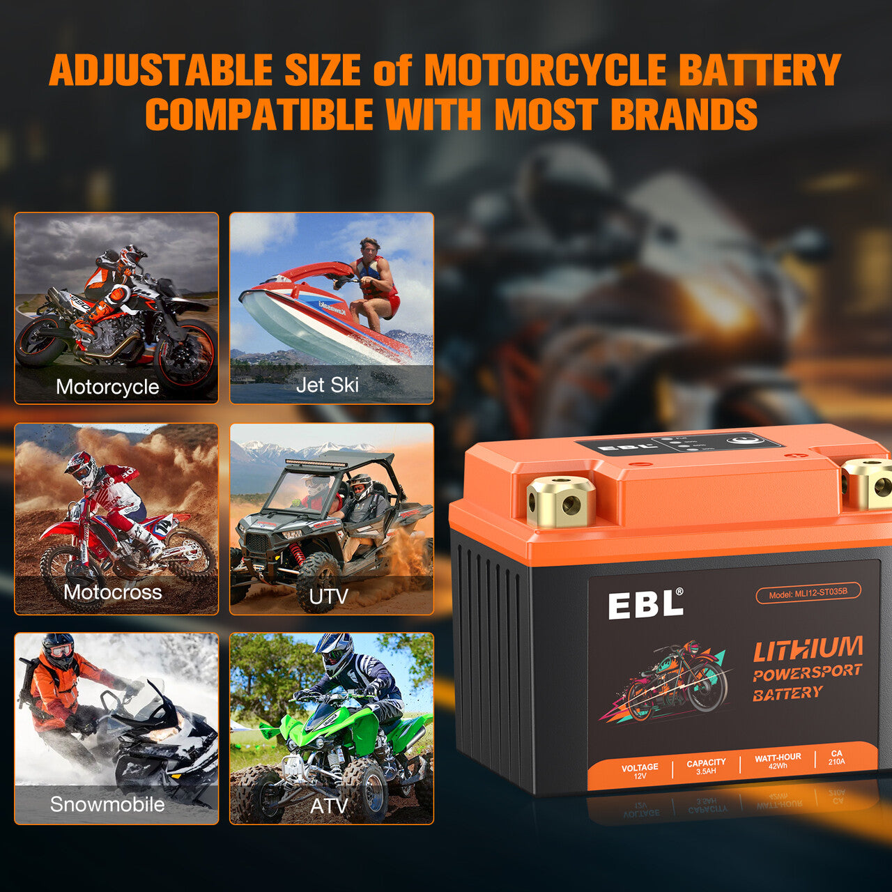 EBL Lithium Motorcycle Battery 12V-3.5Ah