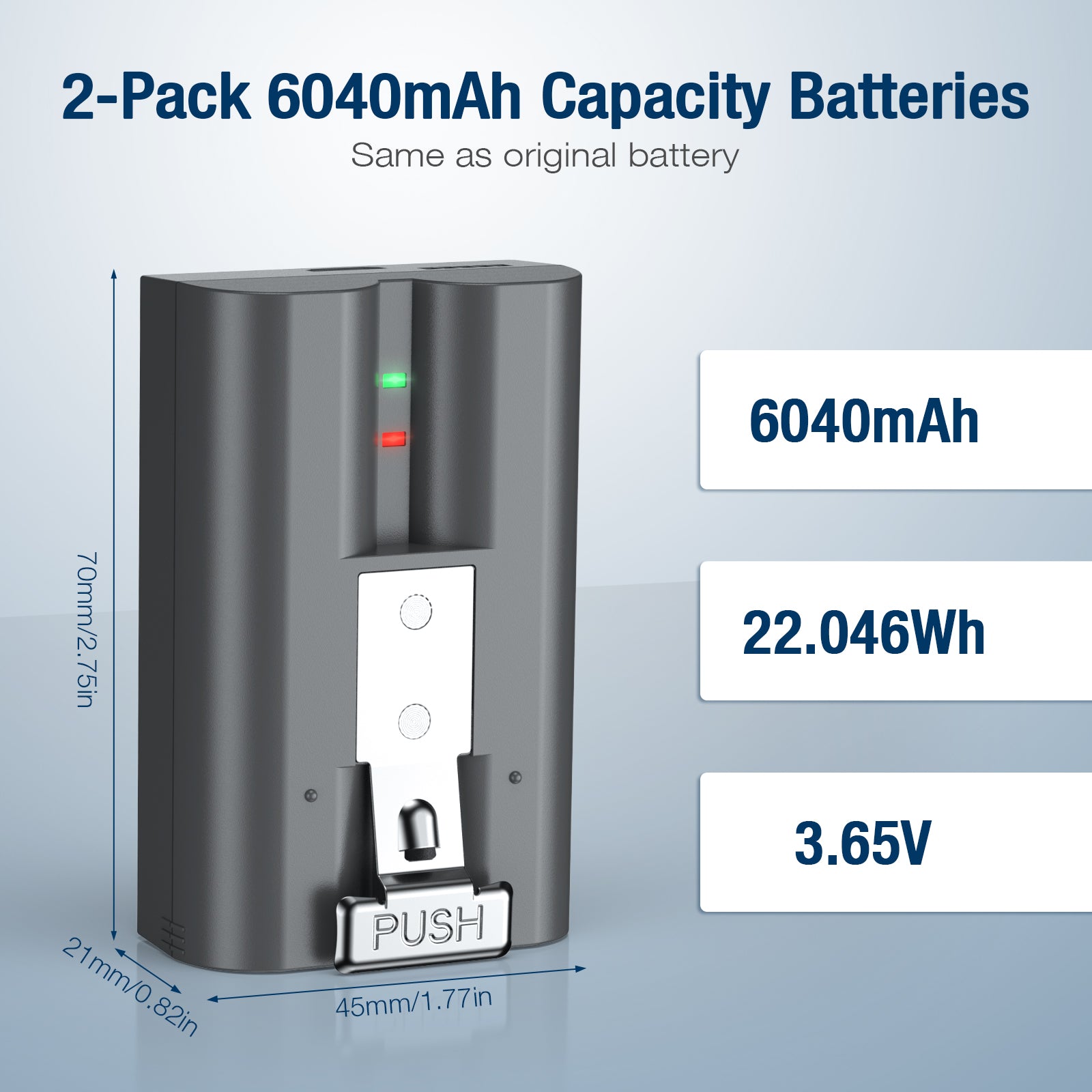 Powerextra Pro 2-Pack 6040mAh Rechargeable Batteries Compatible with Ring Doorbells & Cameras – Home Security Backup