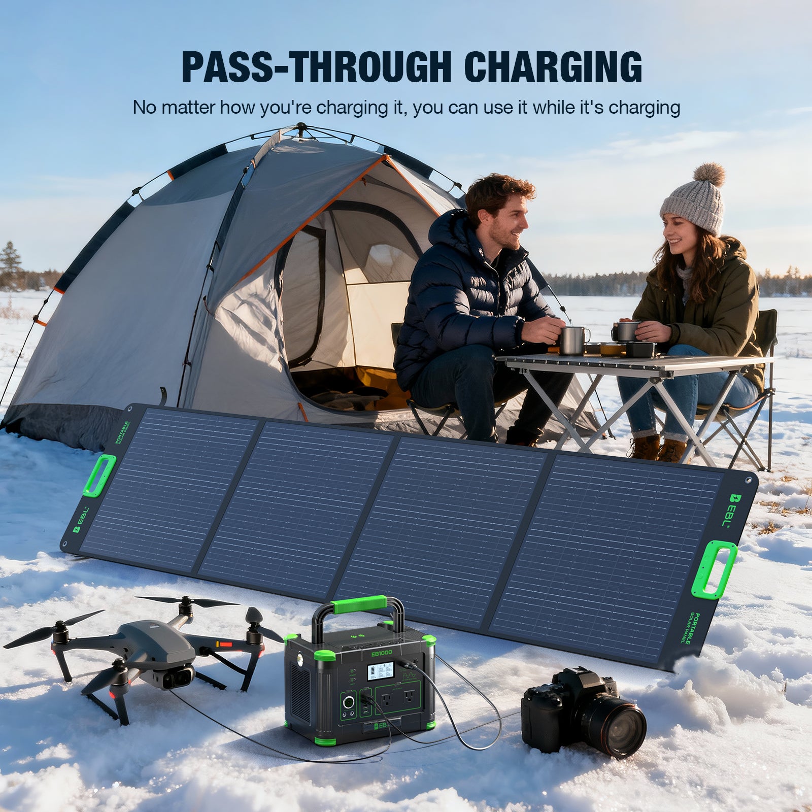 EBL 1000W Portable Power Station Voyager, 999Wh Solar Generator with AC Outlets, USB-C PD & Pure Sine Wave for Camping, RV, Power Outages & Off-Grid Living