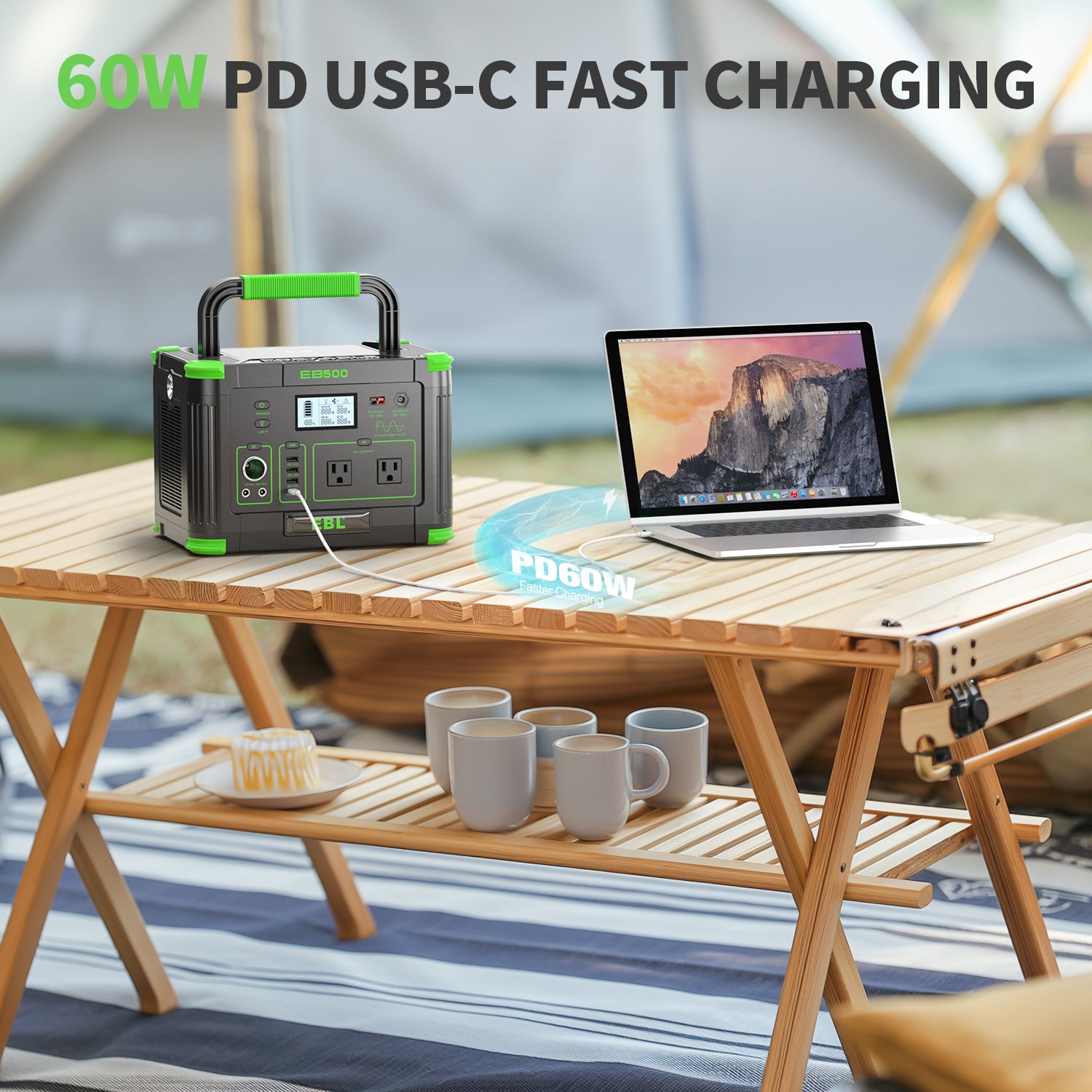 EBL 500W Portable Power Station with Dual 110V AC Outlets