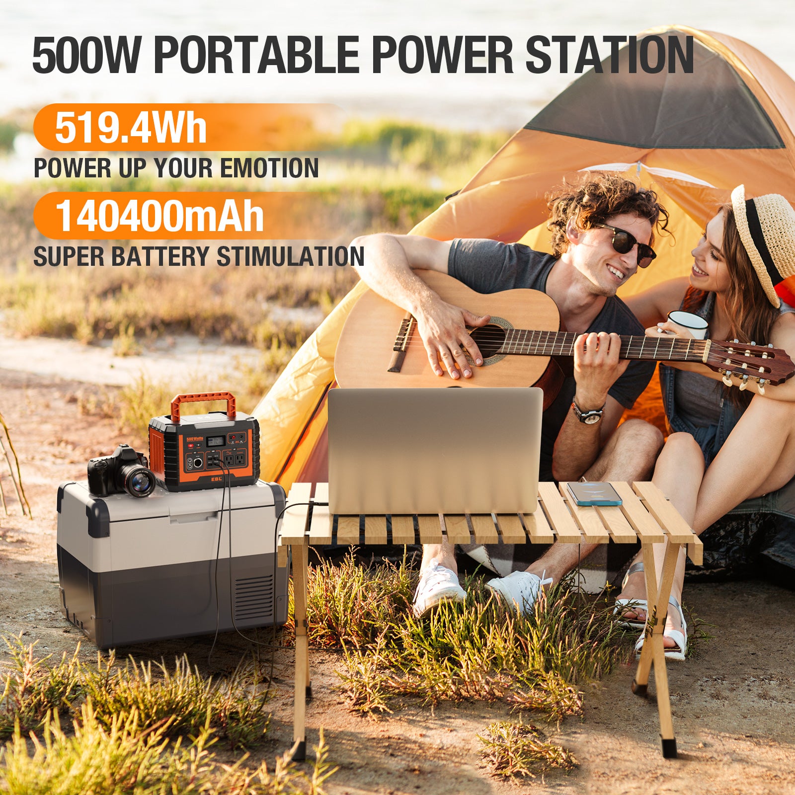 EBL Portable Power Station 500W for Outdoors Camping Travel Home Emergency Use