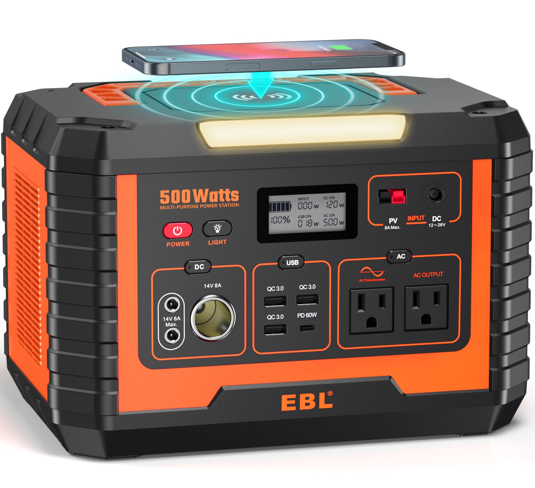 EBL Portable Power Station 500W for Outdoors Camping Travel Home Emergency Use