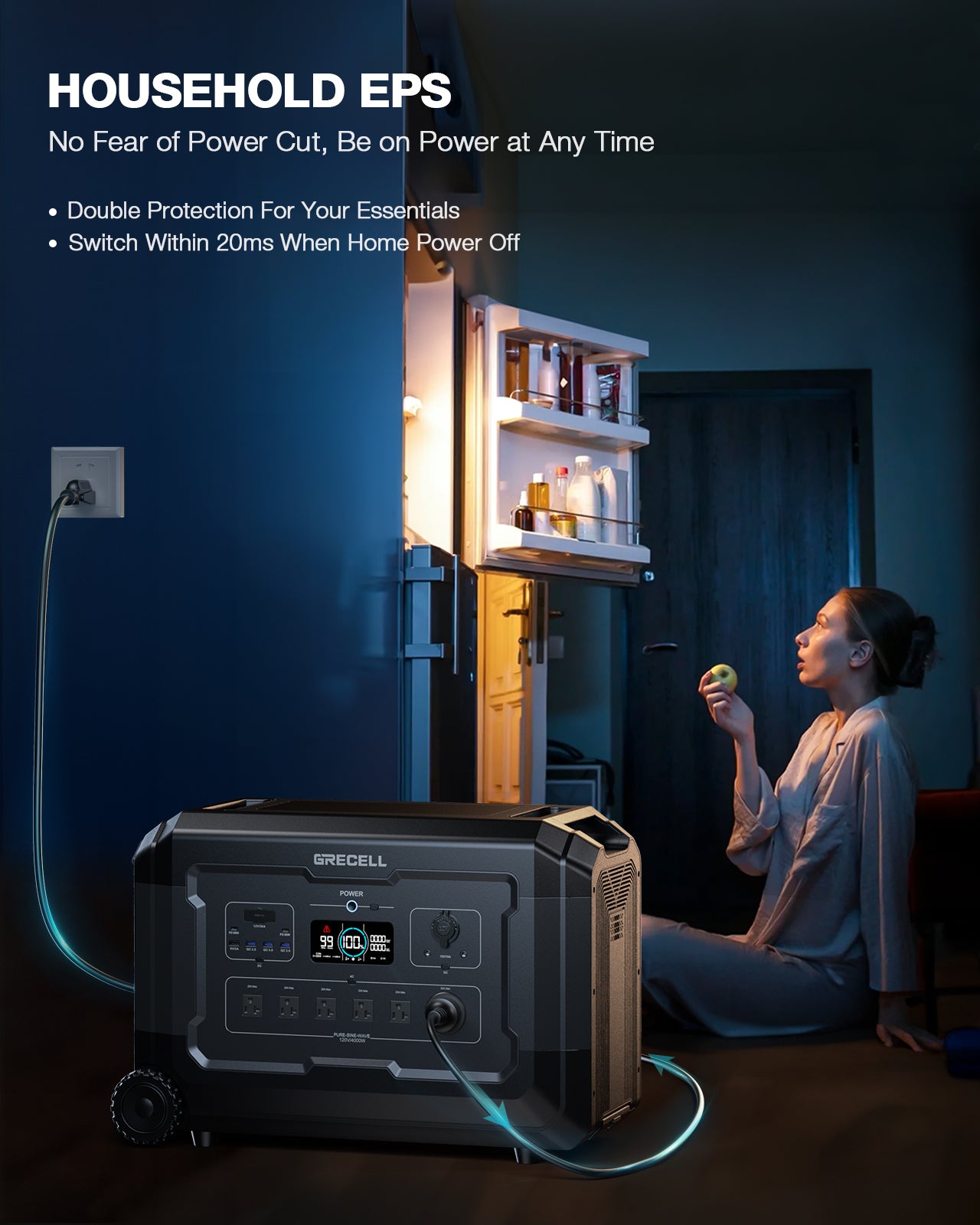 5040Wh Expansion Battery for 4000W Portable Power Station, LiFePO4 Solar Generator Battery Pack