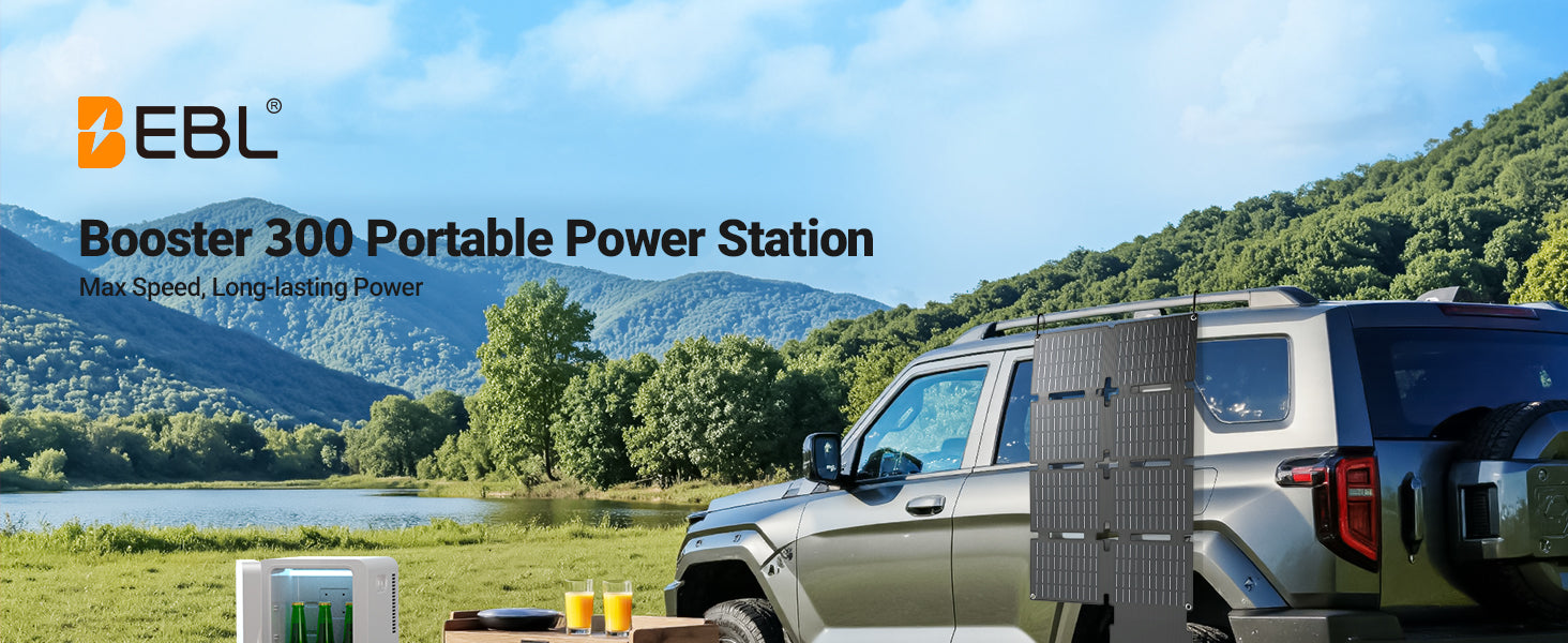 EBL Booster 300W Portable Power Station with 40W Solar Panel
