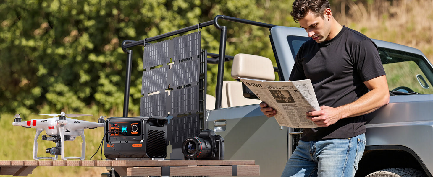 EBL Booster 300W Portable Power Station with 40W Solar Panel