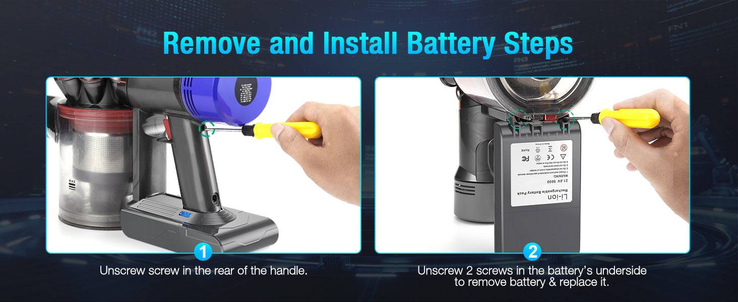 Dyson V8 Replacement Battery 5.0Ah 21.6V with 2 Filters