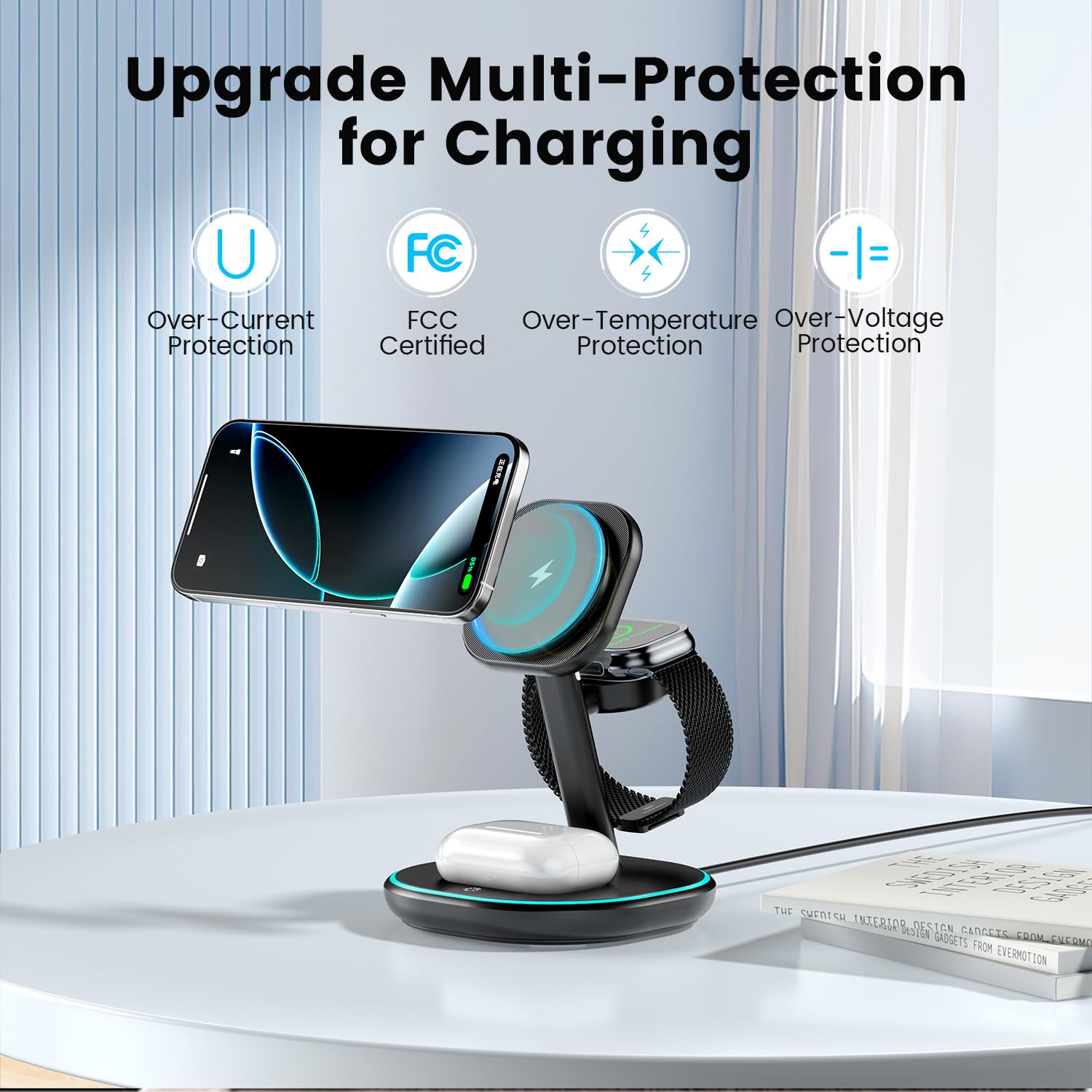 3-in-1 2X Faster 15W Wireless Charging Station for iPhone 16/15/14/13/12
