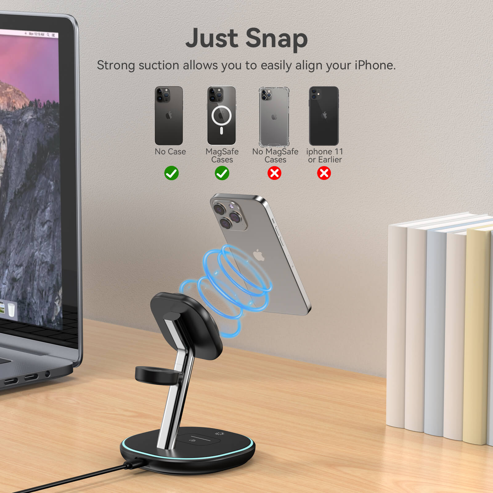 Qi2 Certified 3-in-1 15W Wireless Charger for Apple Devices