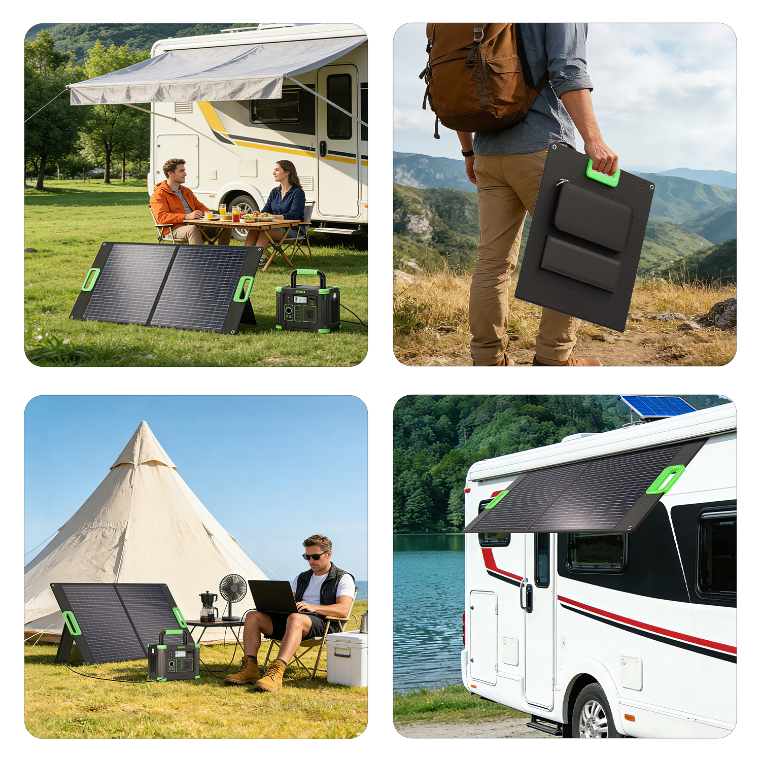 100W Portable Solar Panel, 23.5% High-Efficiency ETFE Foldable Solar Charger with Kickstand, IP65 Waterproof, 18V Output for RV Camping & Off-Grid Power Stations