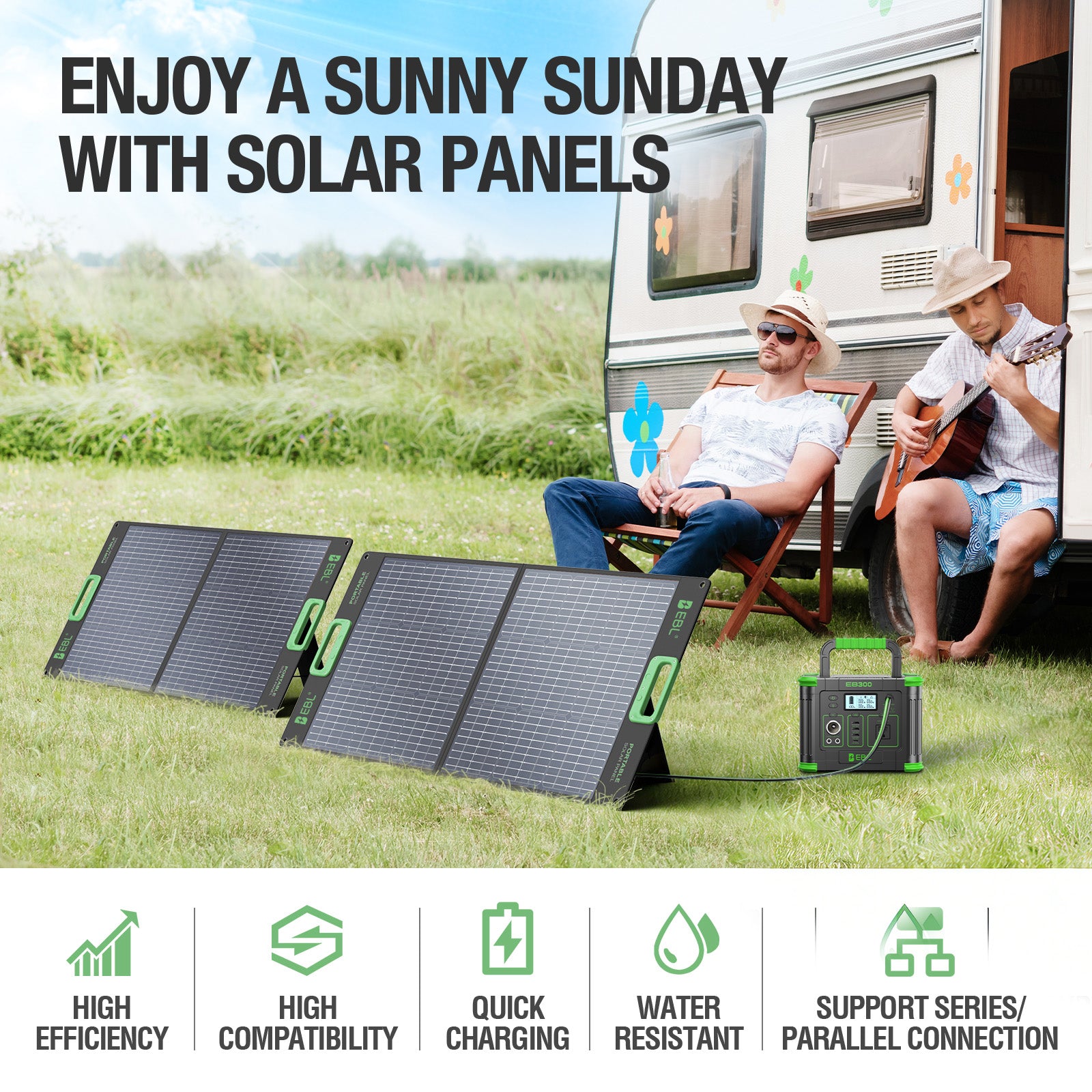 Panel solar portátil EBL Solar Apollo de 100 W - Actualizado