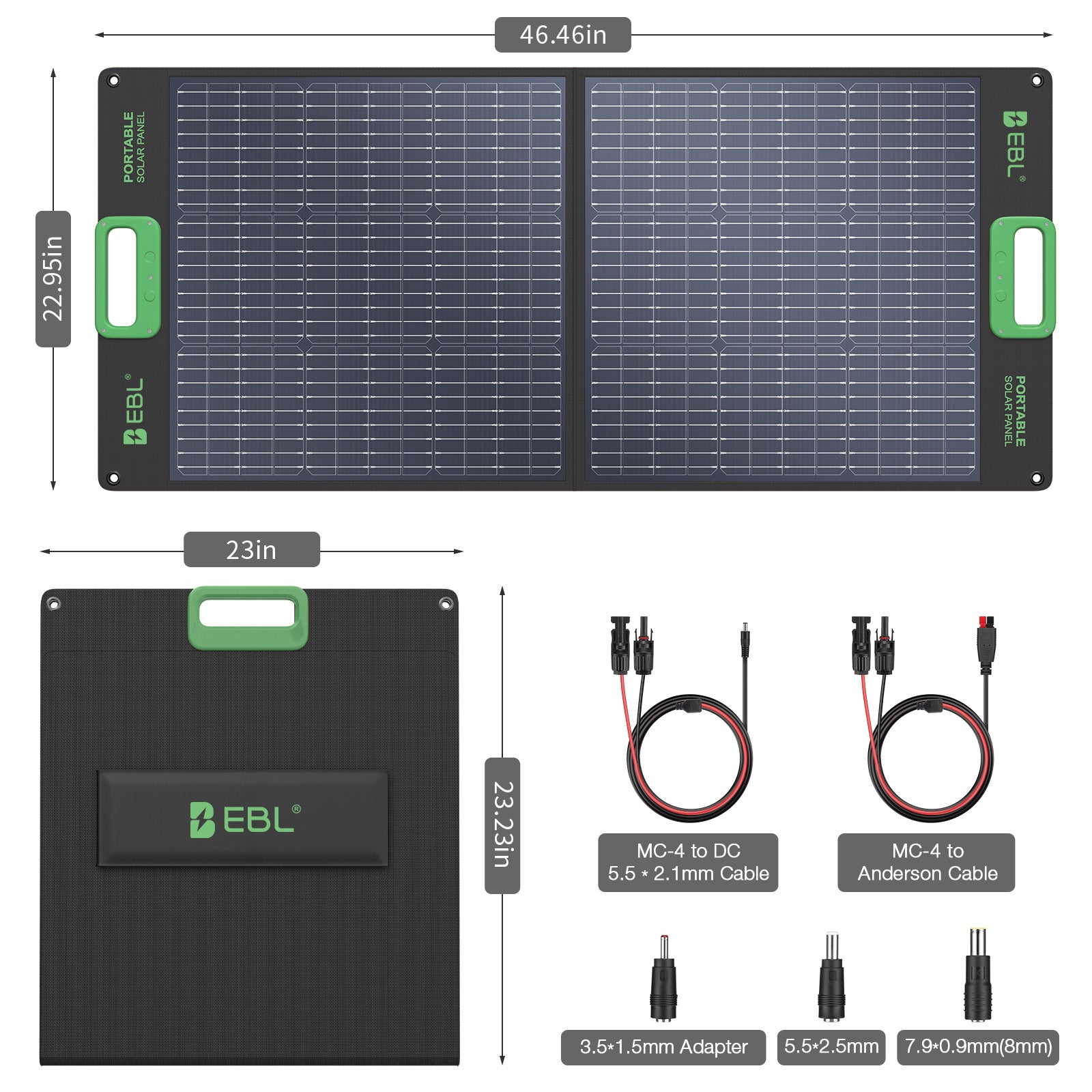 Panel solar portátil EBL Solar Apollo de 100 W - Actualizado