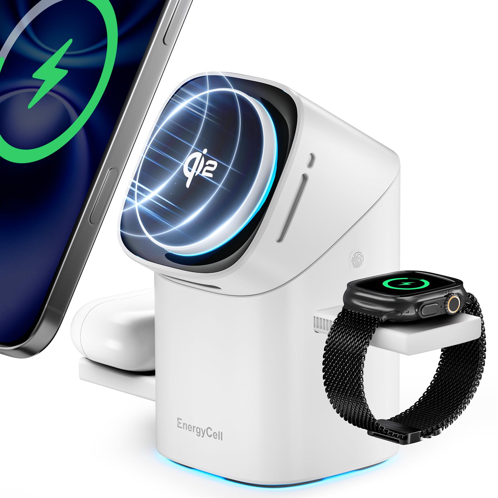 Rotating Wireless Charger, Qi2 Certified 2X Faster 15W for iPhone Charging Station 16/15/14/13/12