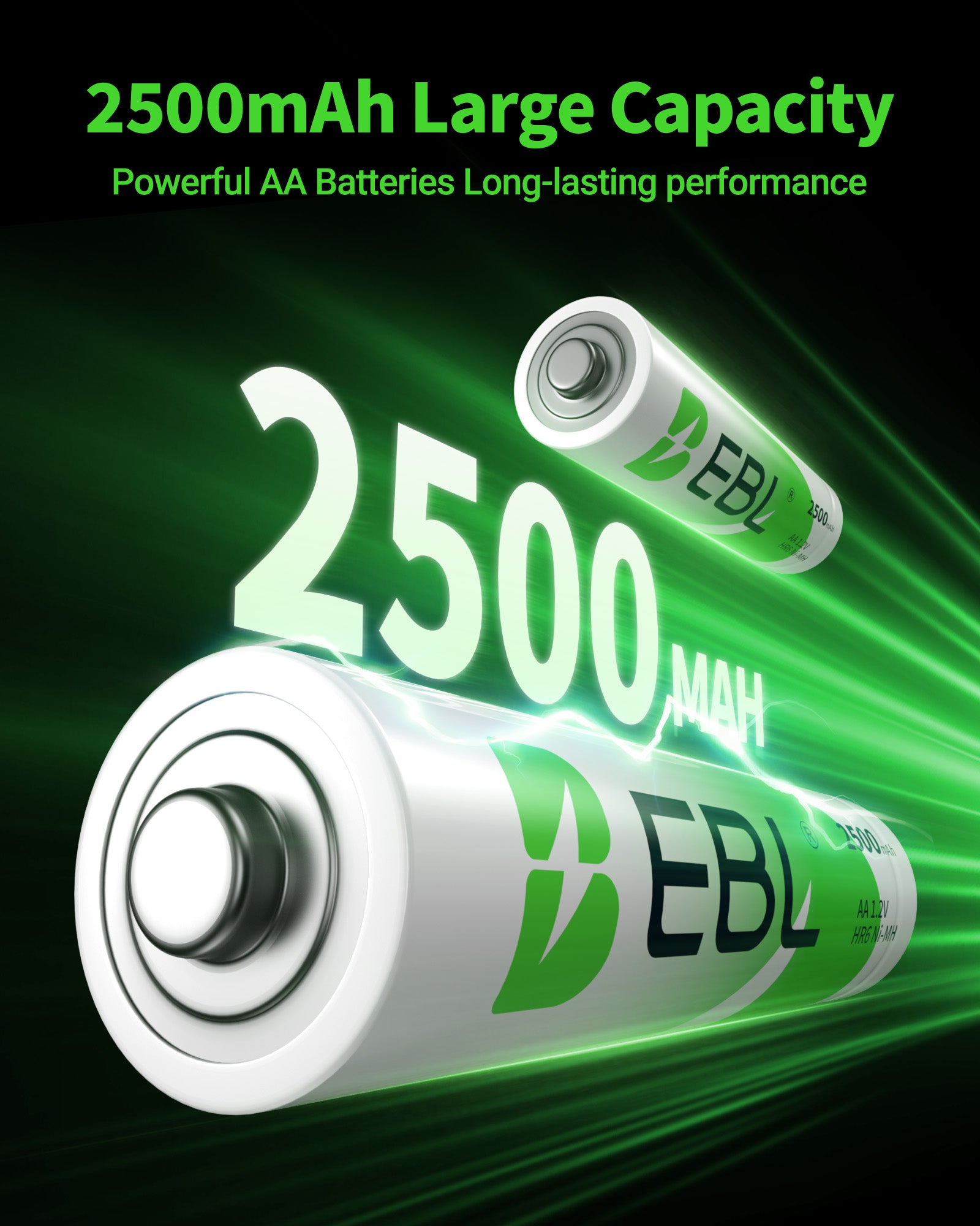 EBL AA Rechargeable Batteries Ni-MH 1.2V 2500mAh