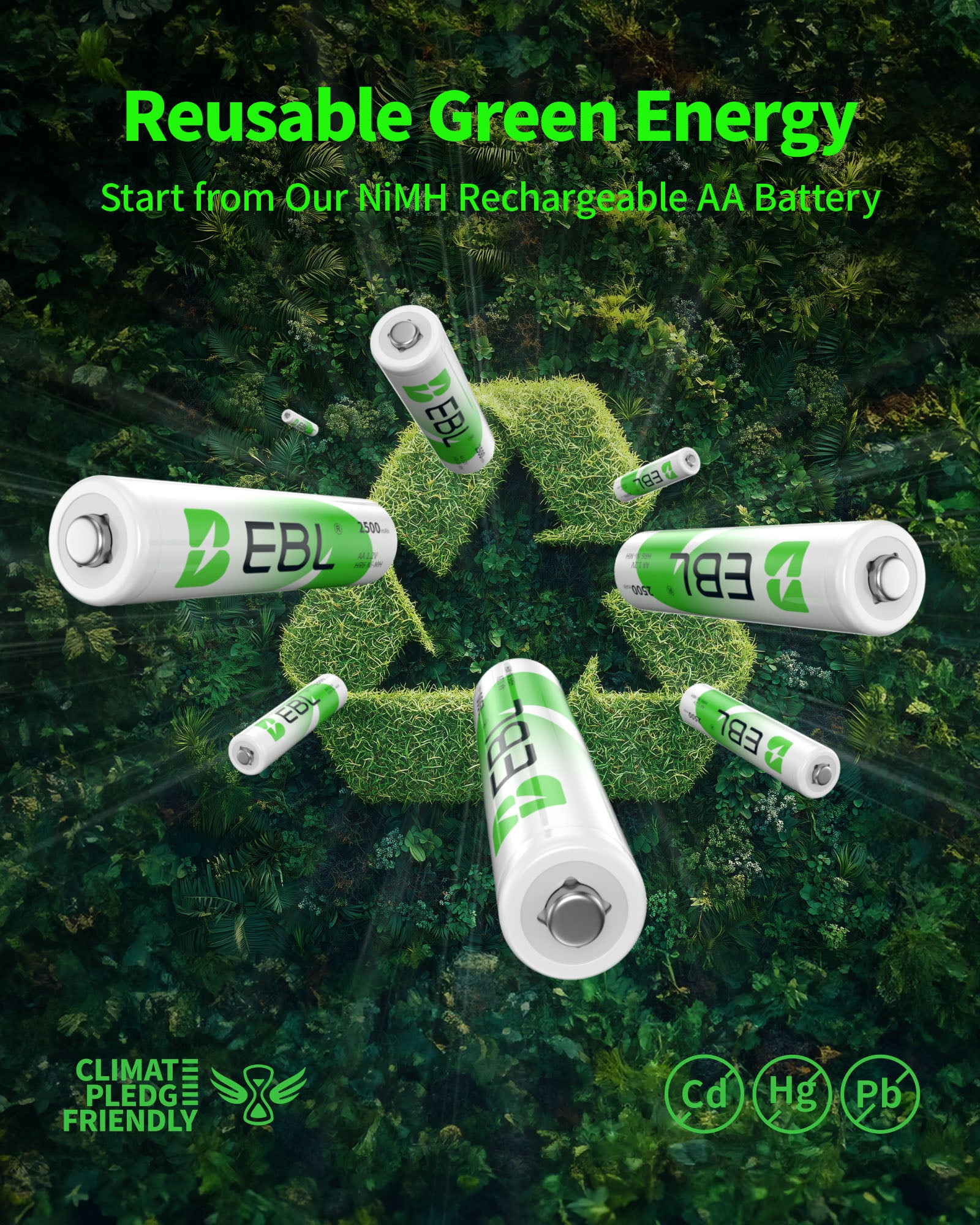 EBL AA Rechargeable Batteries Ni-MH 1.2V 2500mAh