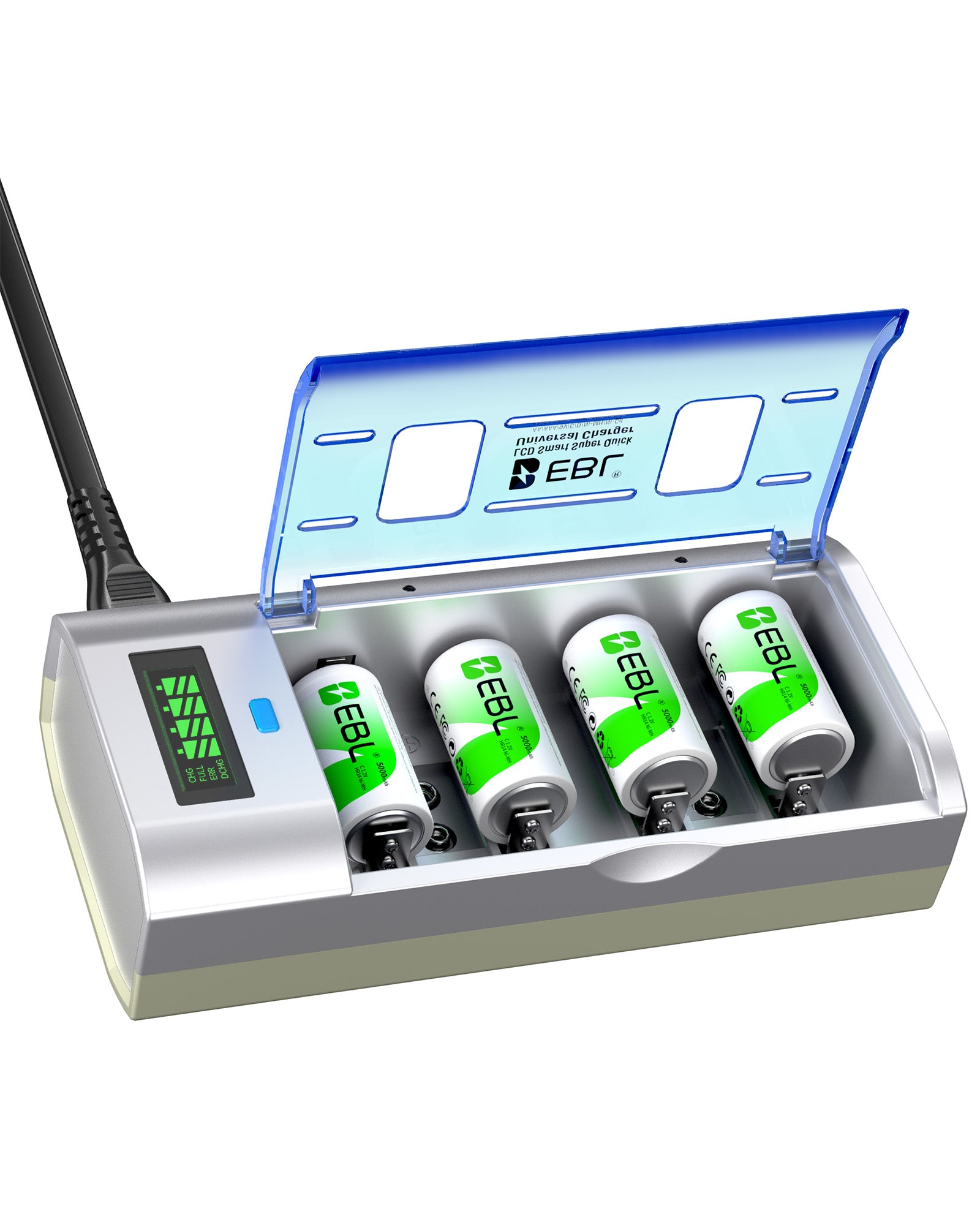 EBL 906 LCD Smart Battery Charger with C Rechargeable Batteries